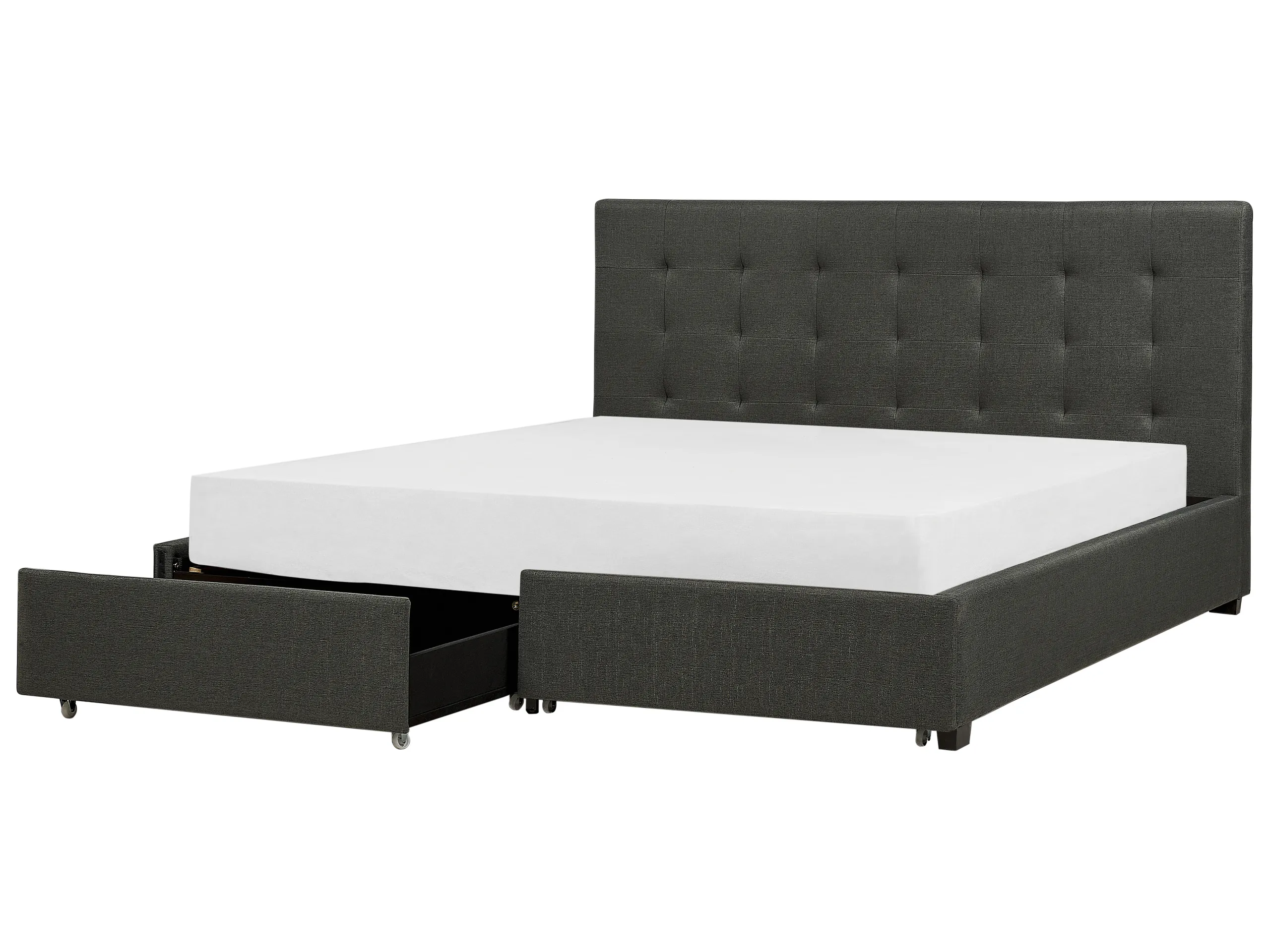 Cama con cajones Tela LA ROCHELLE 180 x 200 cm Gris oscuro