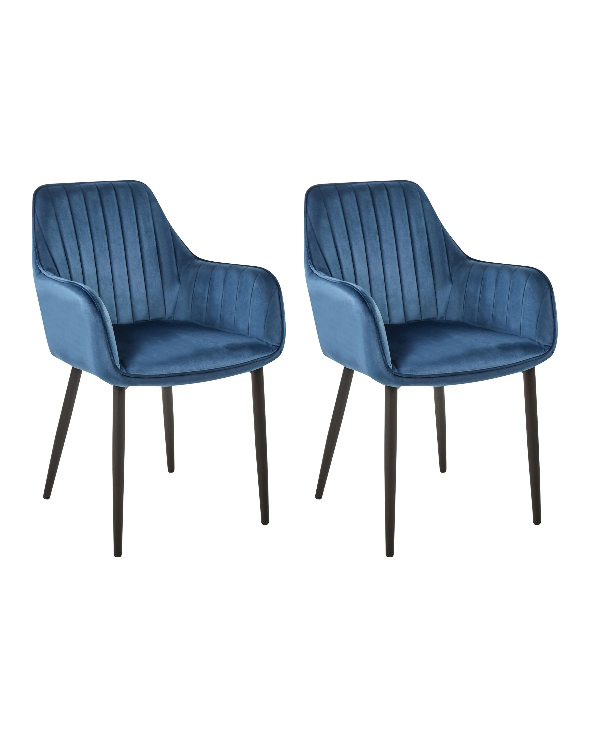 Conjunto de 2 sillas de comedor WELLSTON Terciopelo Azul oscuro