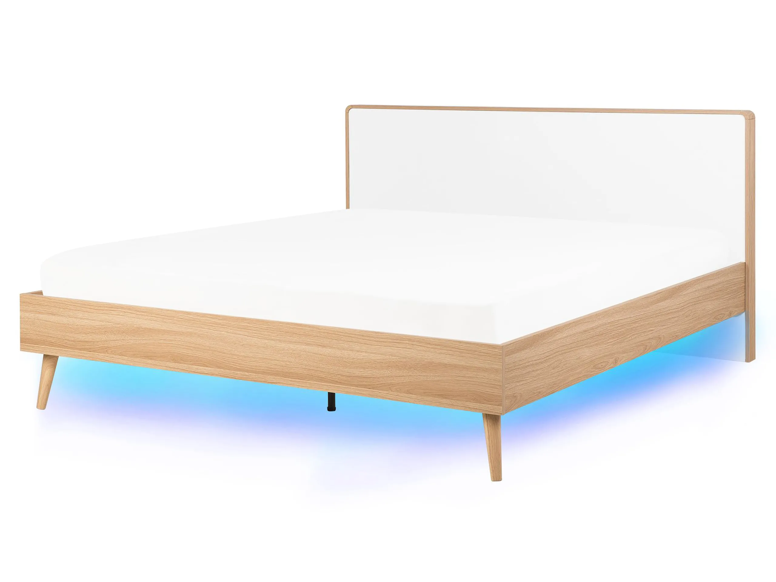Cama LED SERRIS 160 x 200 cm Marrón claro