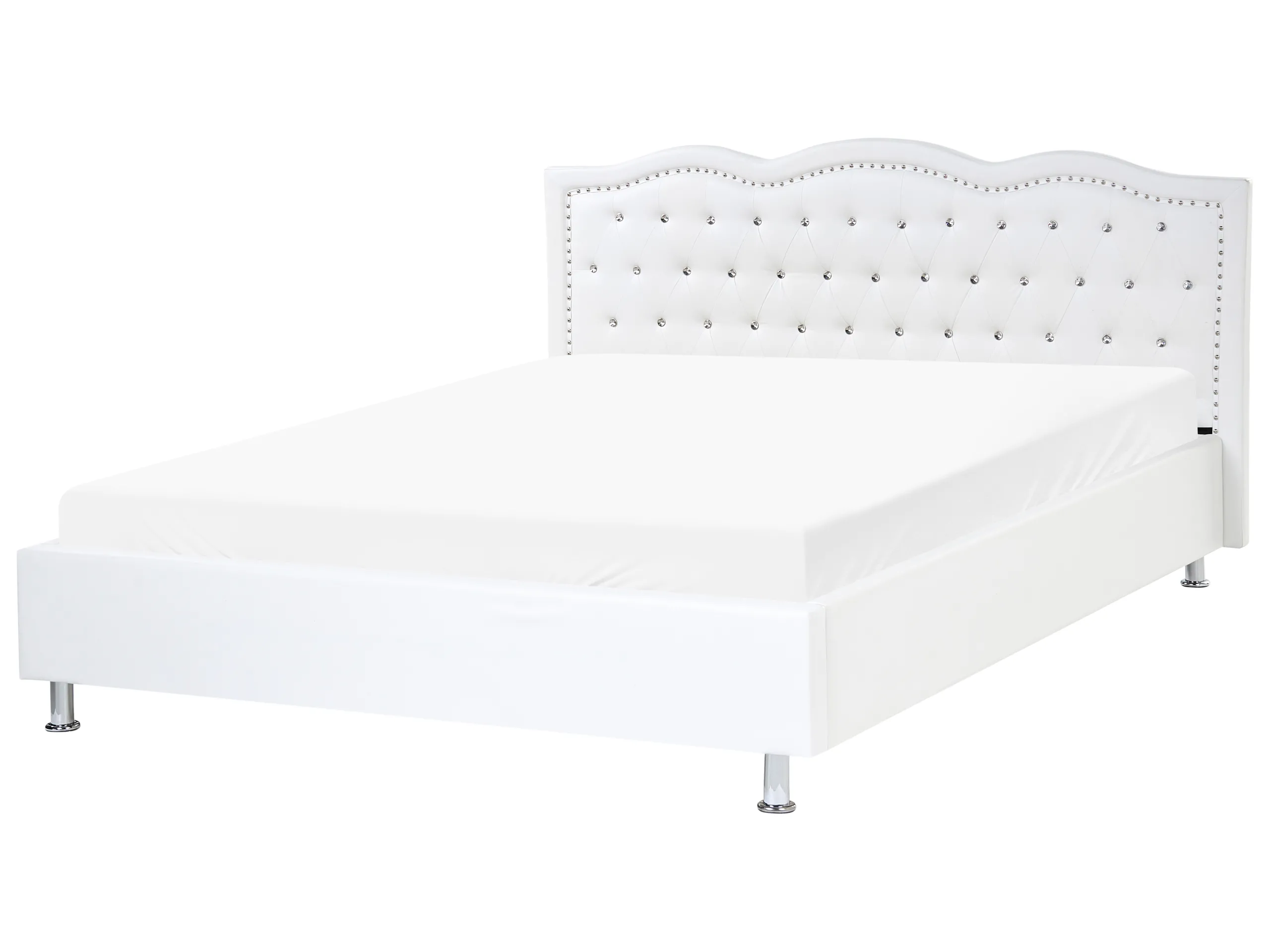 Cama Piel sintética METZ 160 x 200 cm Blanco