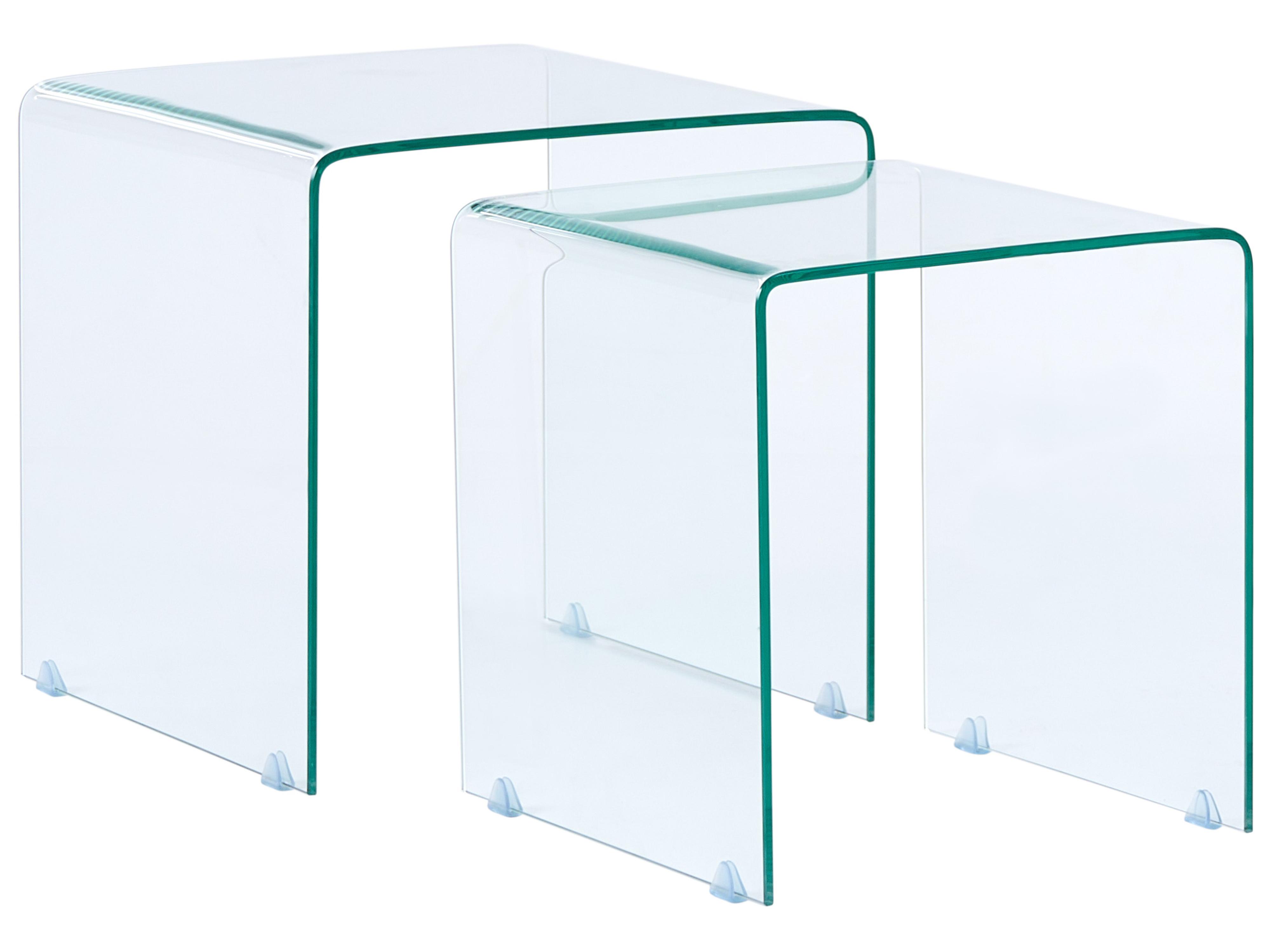 Conjunto de 2 mesas auxiliares KENDALL Vidrio templado Transparente