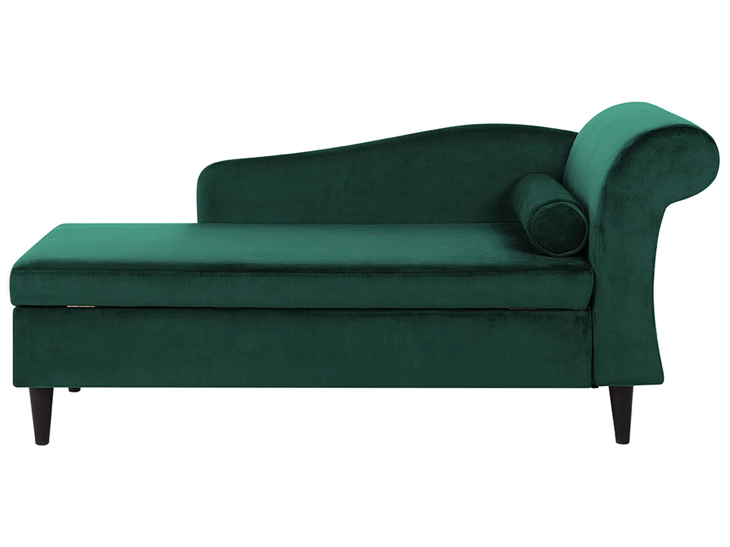 Chaise longue derecho LUIRO Terciopelo Verde oscuro con almacenaje