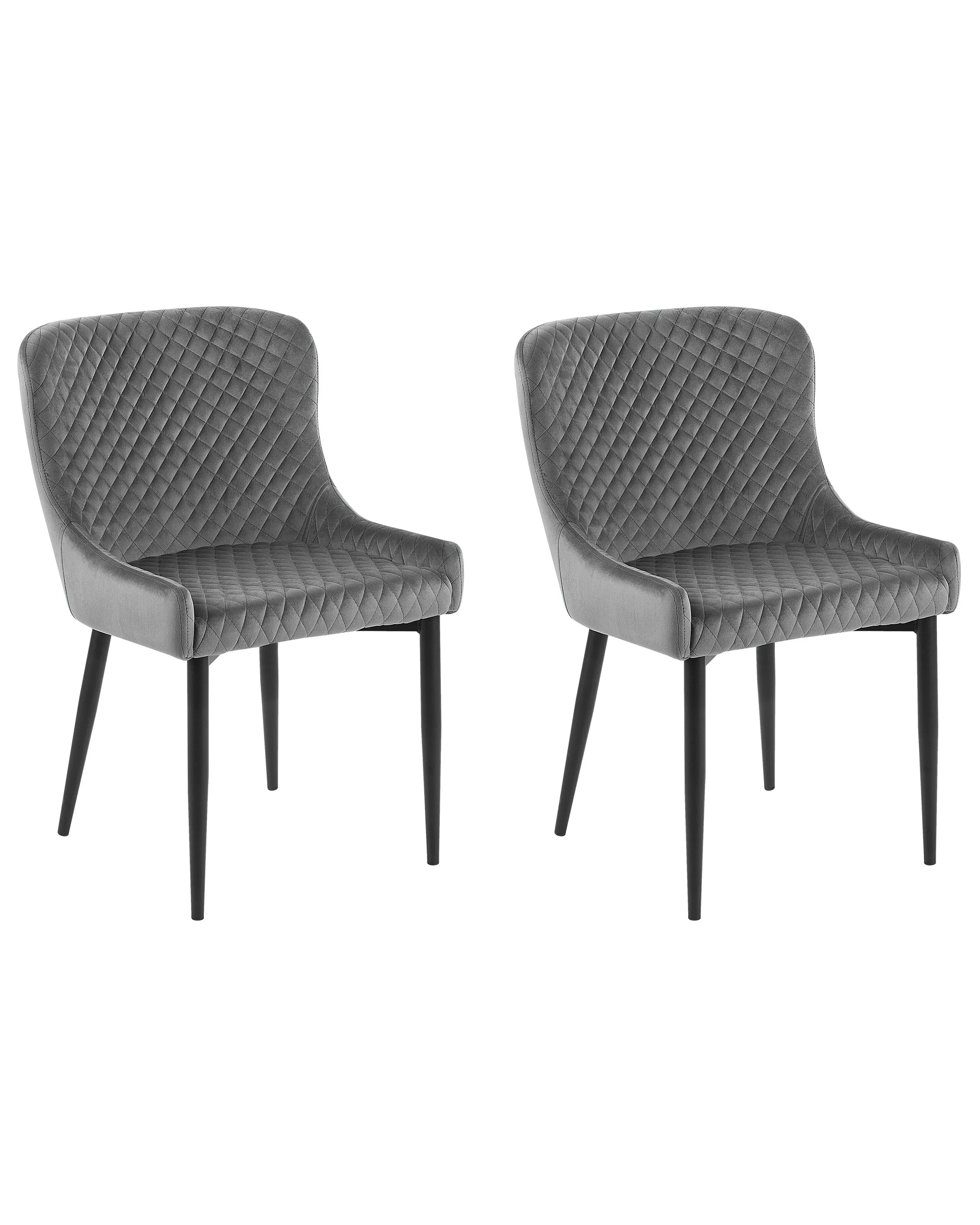 Conjunto de 2 sillas de comedor SOLANO Terciopelo Gris