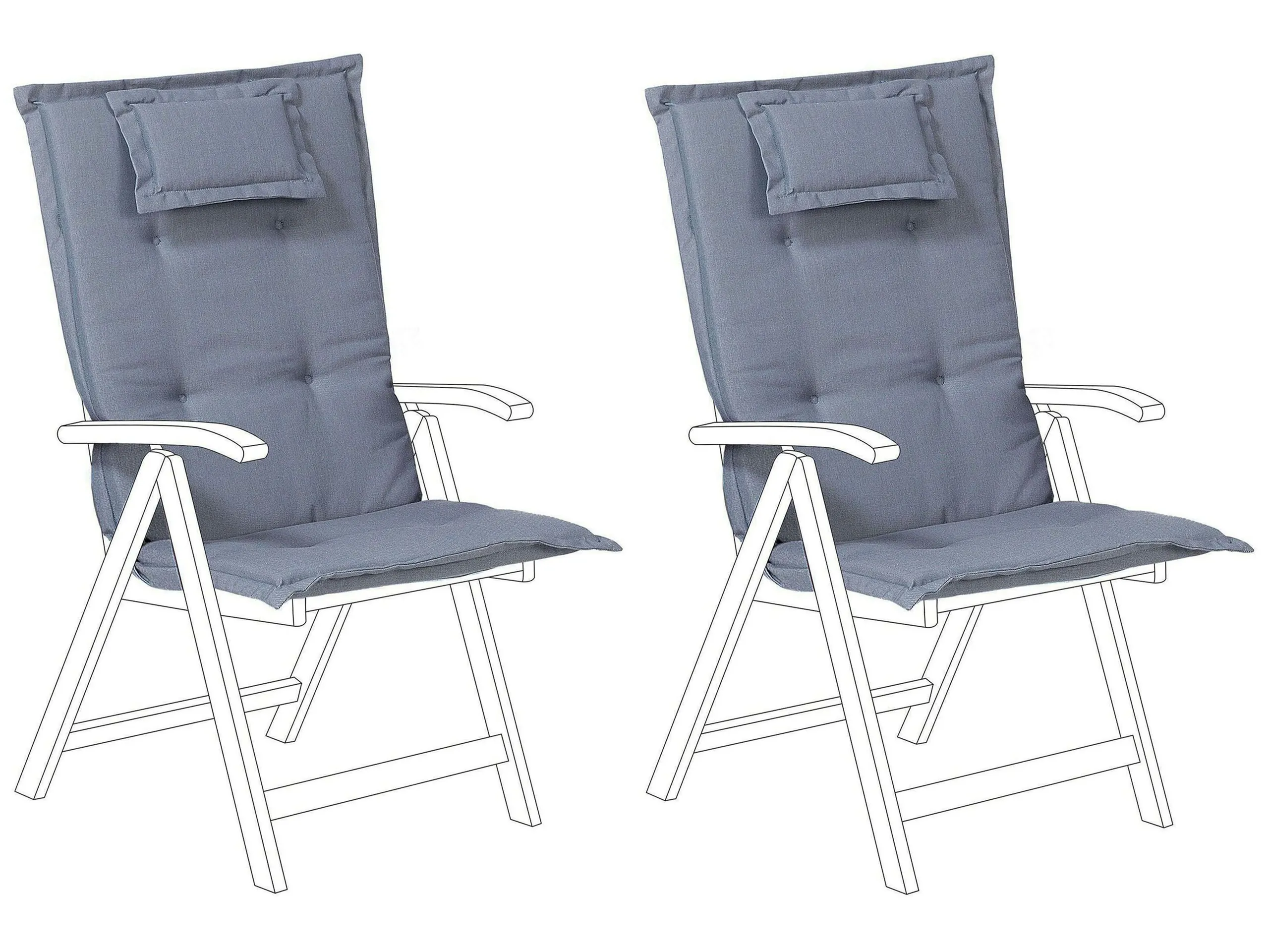 Conjunto de 2 cojines de respaldo/asiento JAVA/AMANTEA 50 x 70 cm Azul