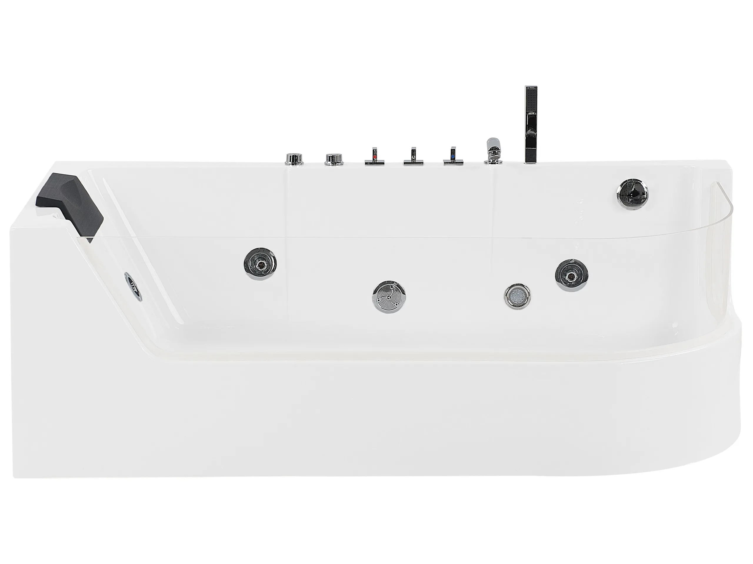 Bañera de hidromasaje LED esquinera ACUARIO Derecha 170 x 80 cm Blanco