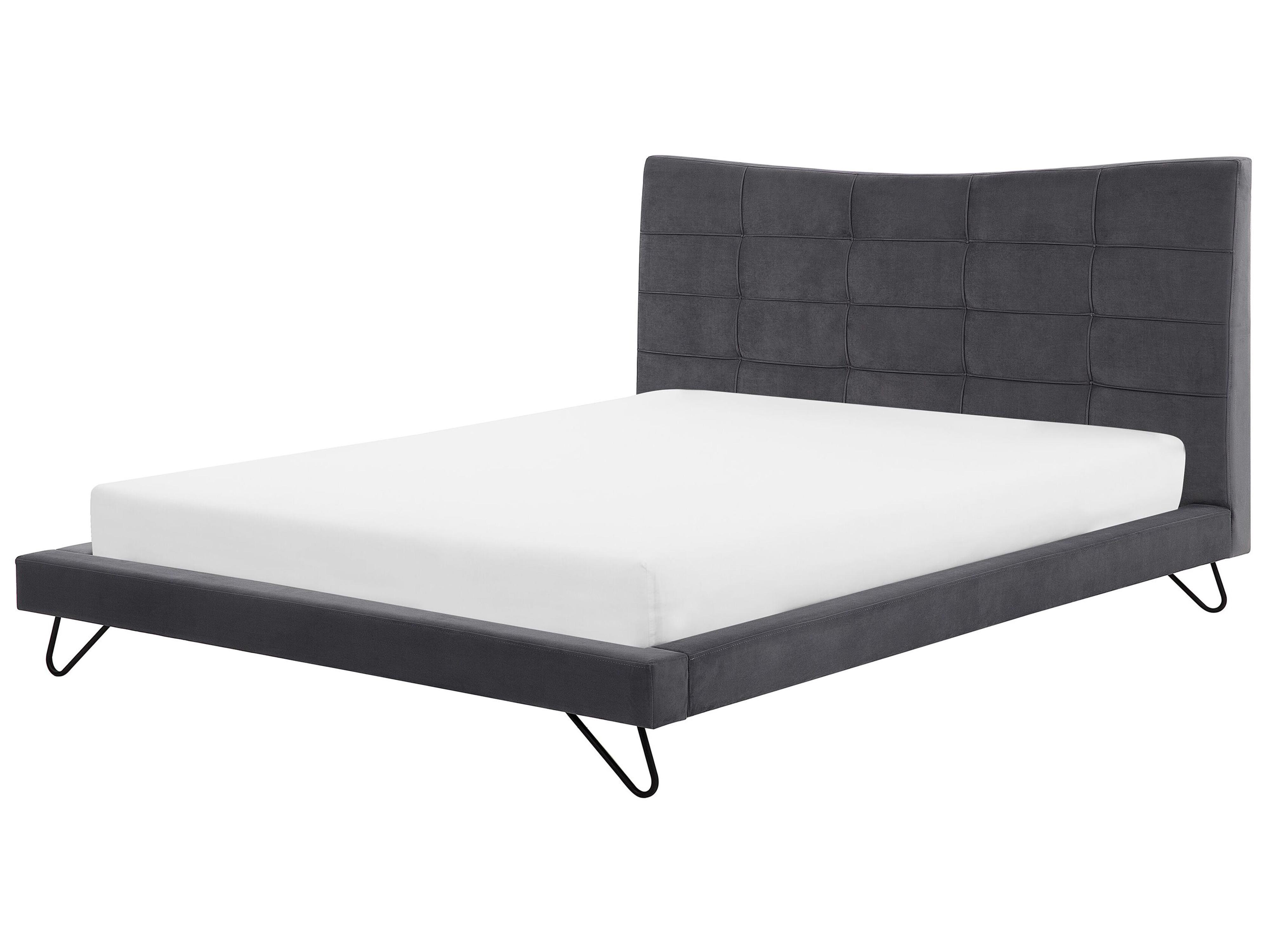 Cama Terciopelo LANNION 180 x 200 cm Gris oscuro
