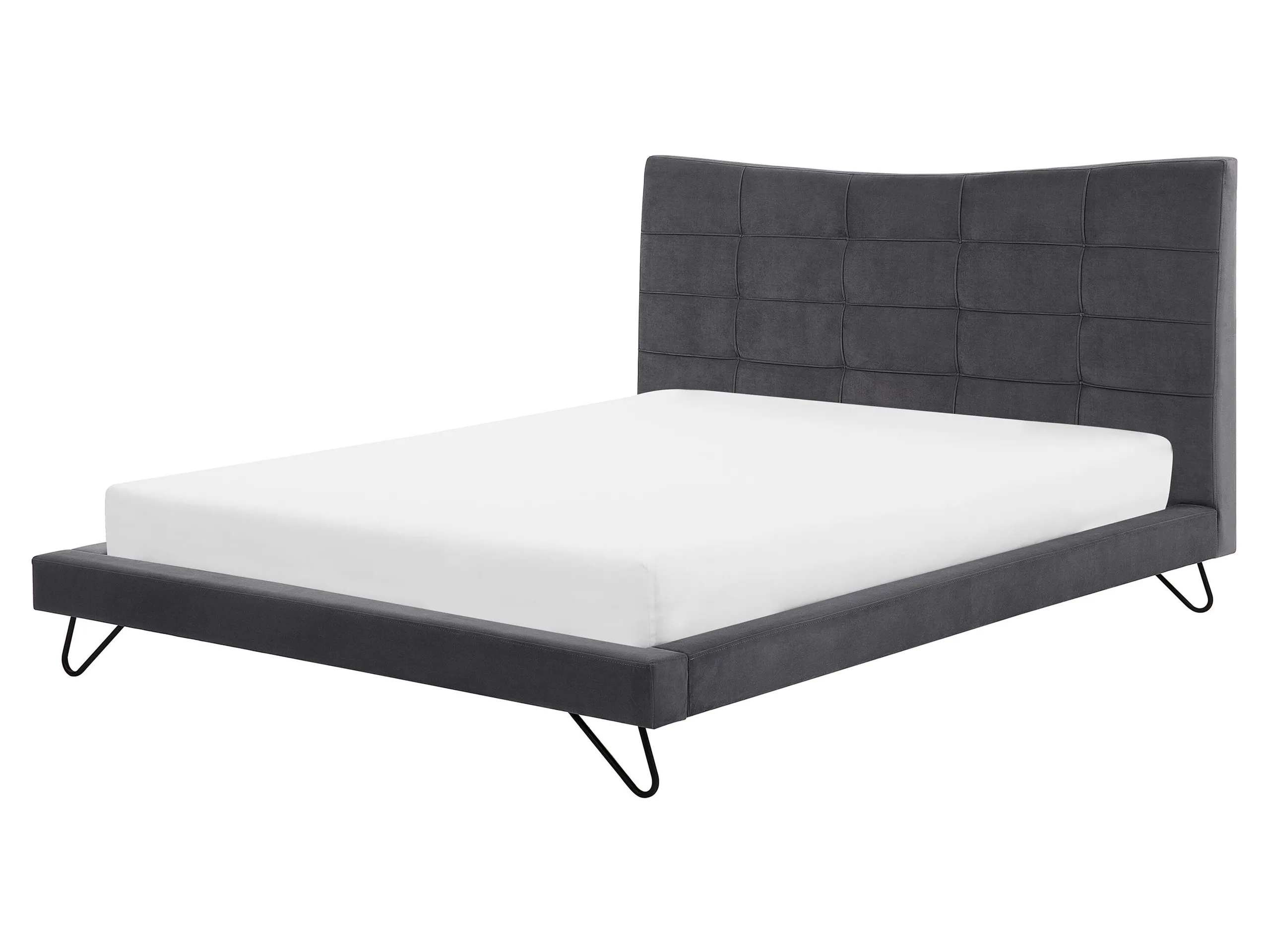 Cama Terciopelo LANNION 160 x 200 cm Gris oscuro