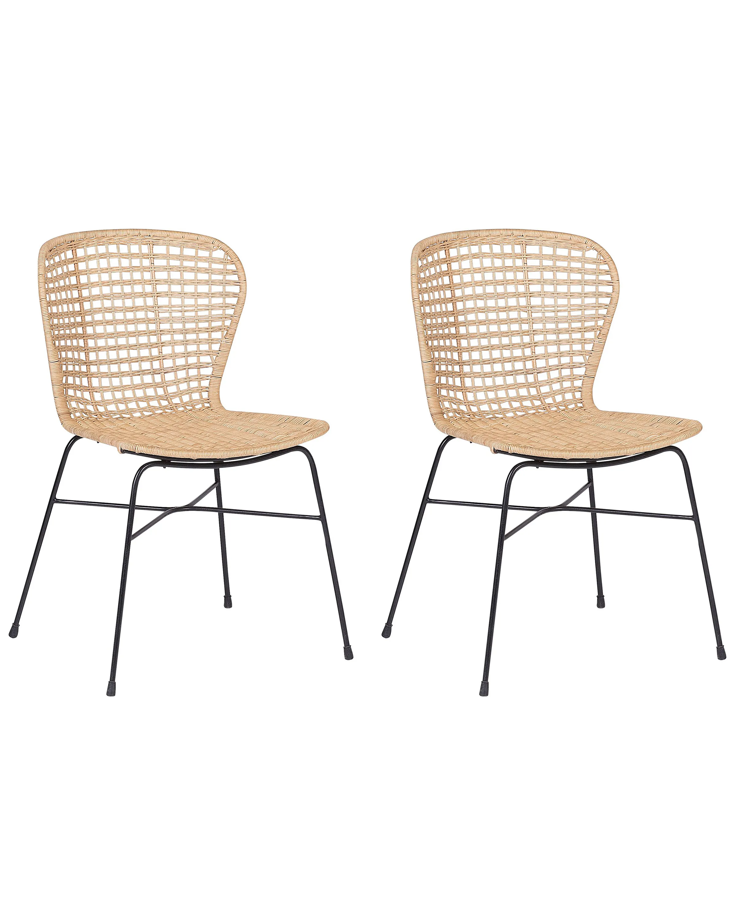 Conjunto de 2 sillas de comedor ELFROS Ratán Natural