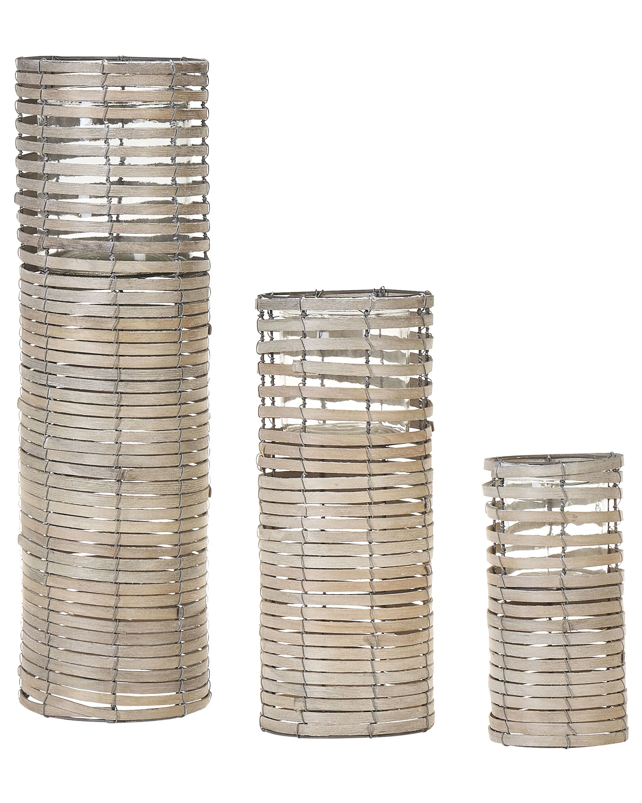 Conjunto de 3 candeleros ROVARE Madera de álamo 60/39/25 cm Gris