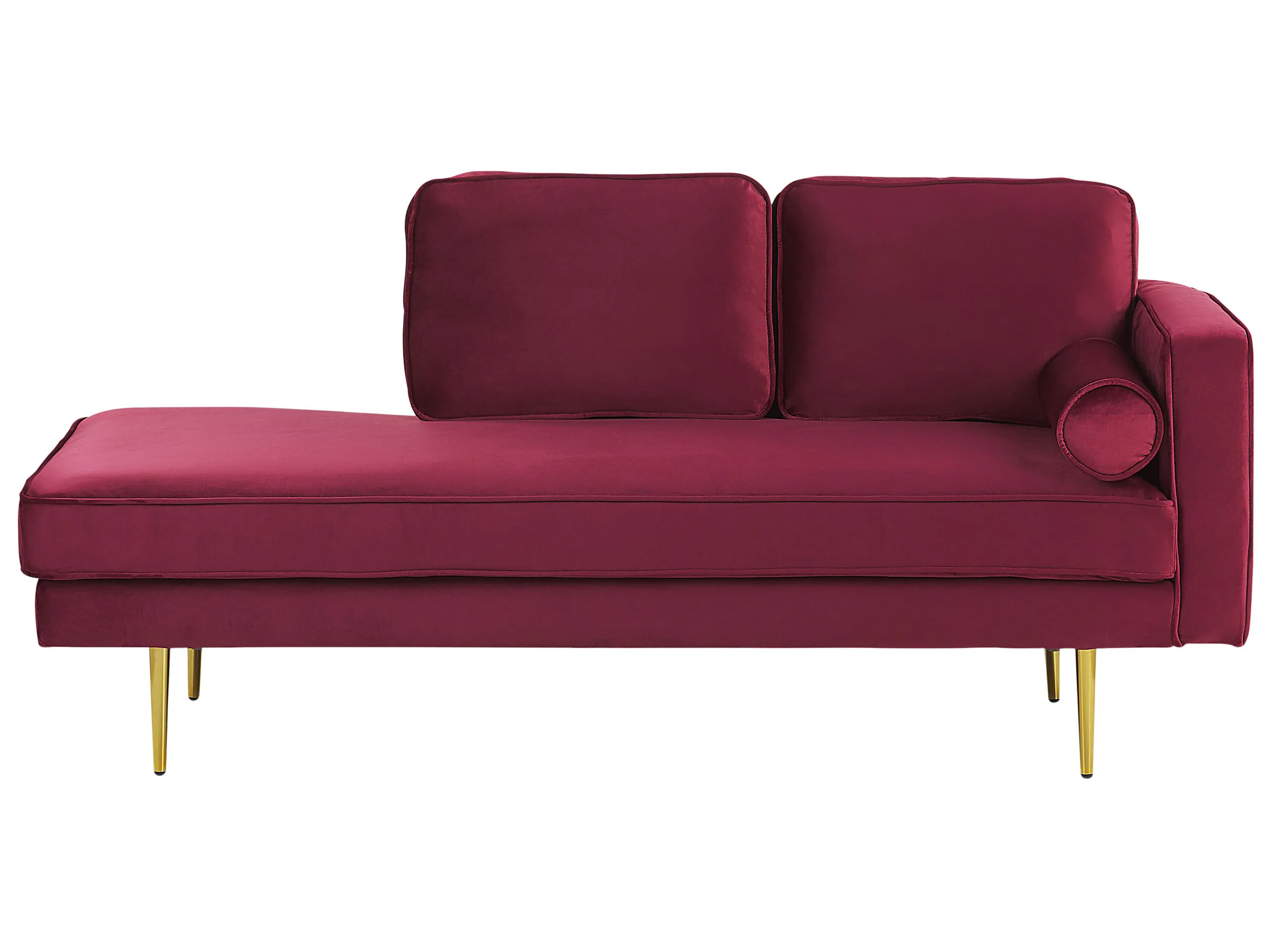 Chaise longue derecho MIRAMAS Terciopelo Rojo oscuro