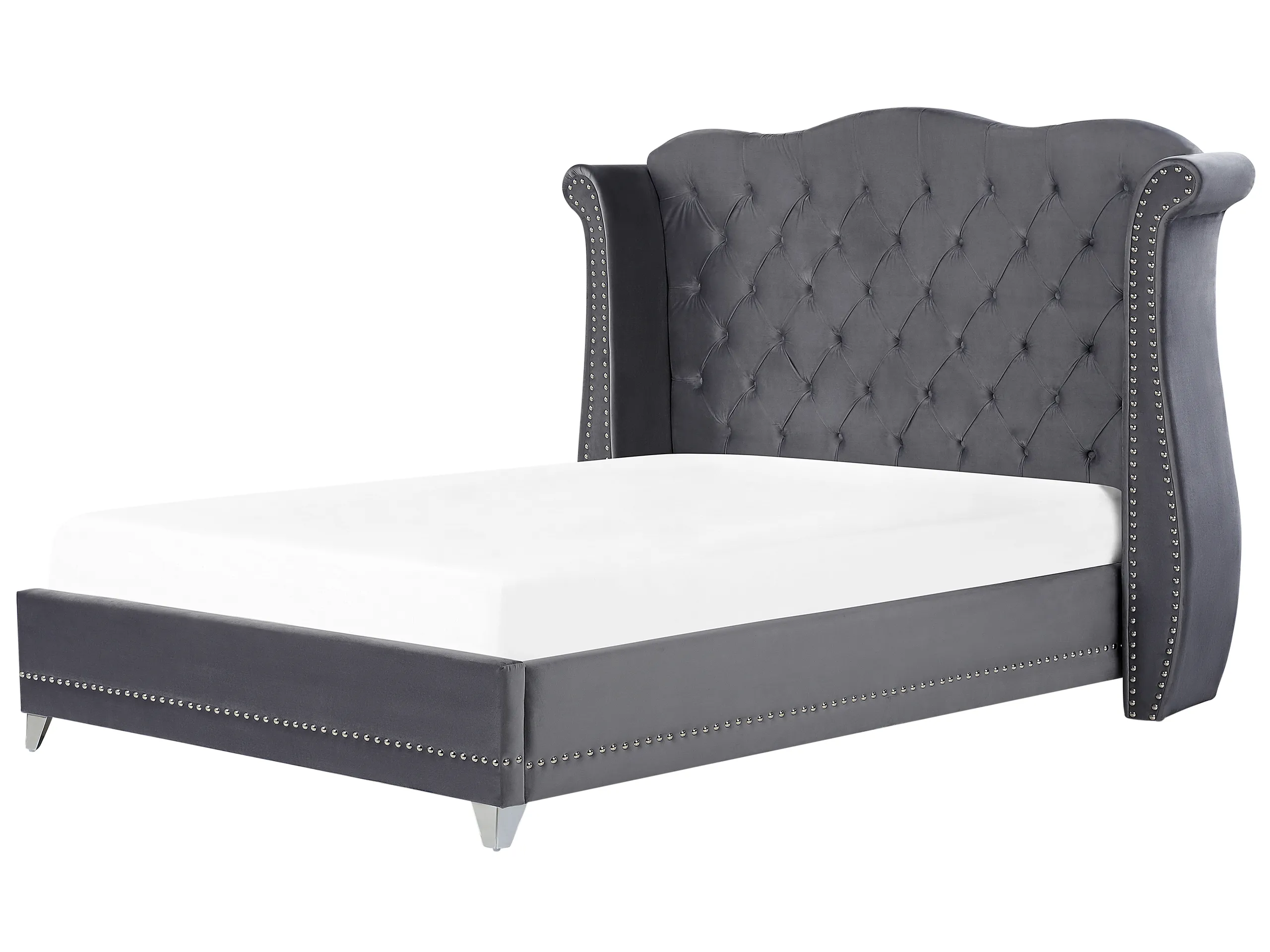 Cama Terciopelo AYETTE 180 x 200 cm Gris