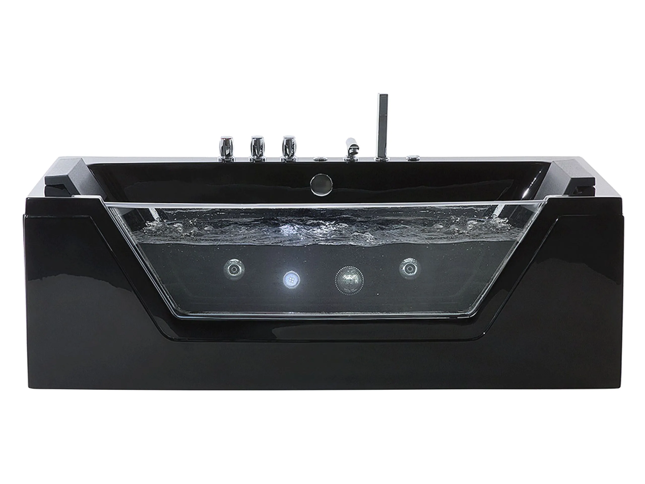 Bañera de hidromasaje LED esquinera SAMANA 153 x 71 cm Negro