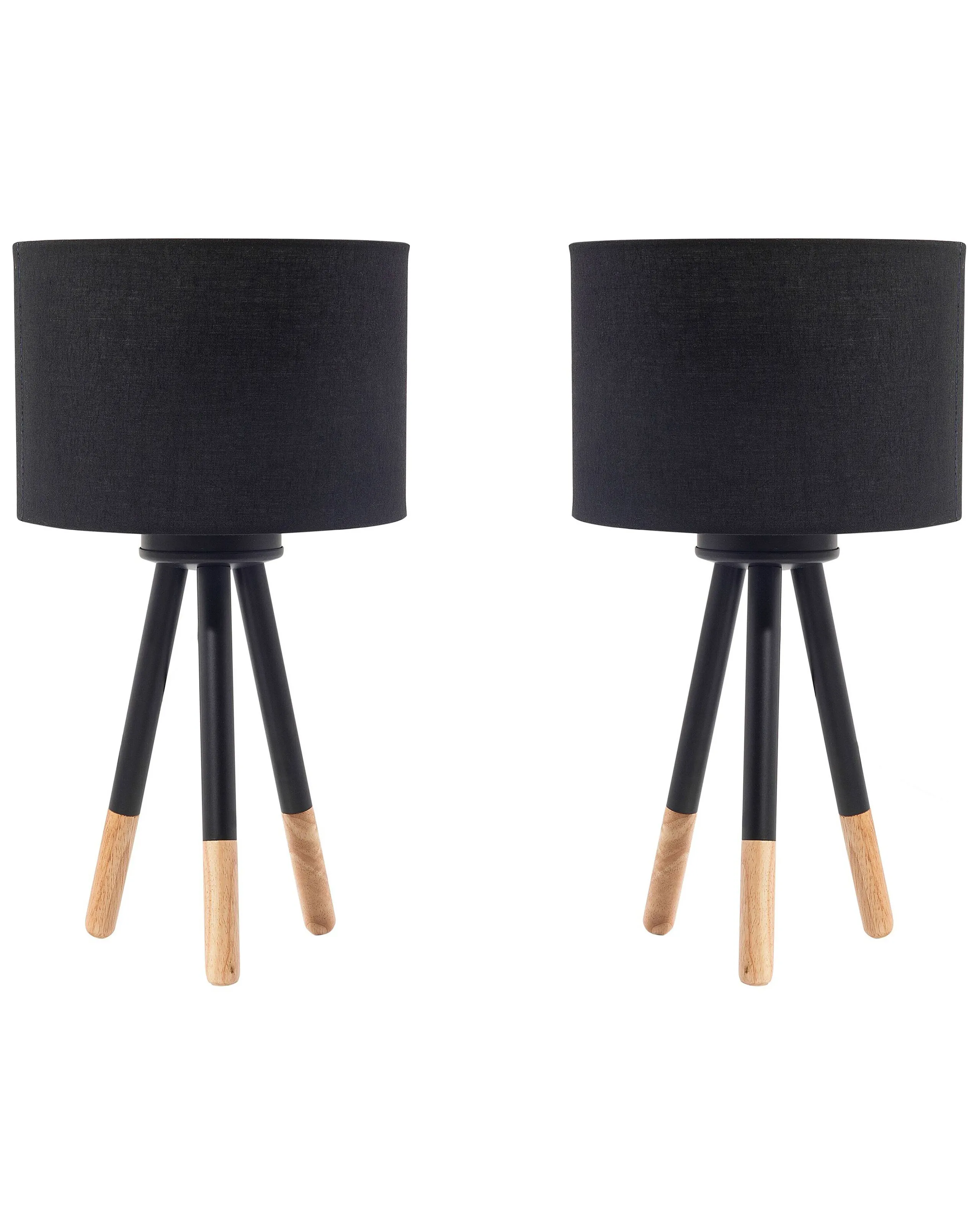 Conjunto de 2 lámparas de mesa TOBOL Madera de fresno Negro
