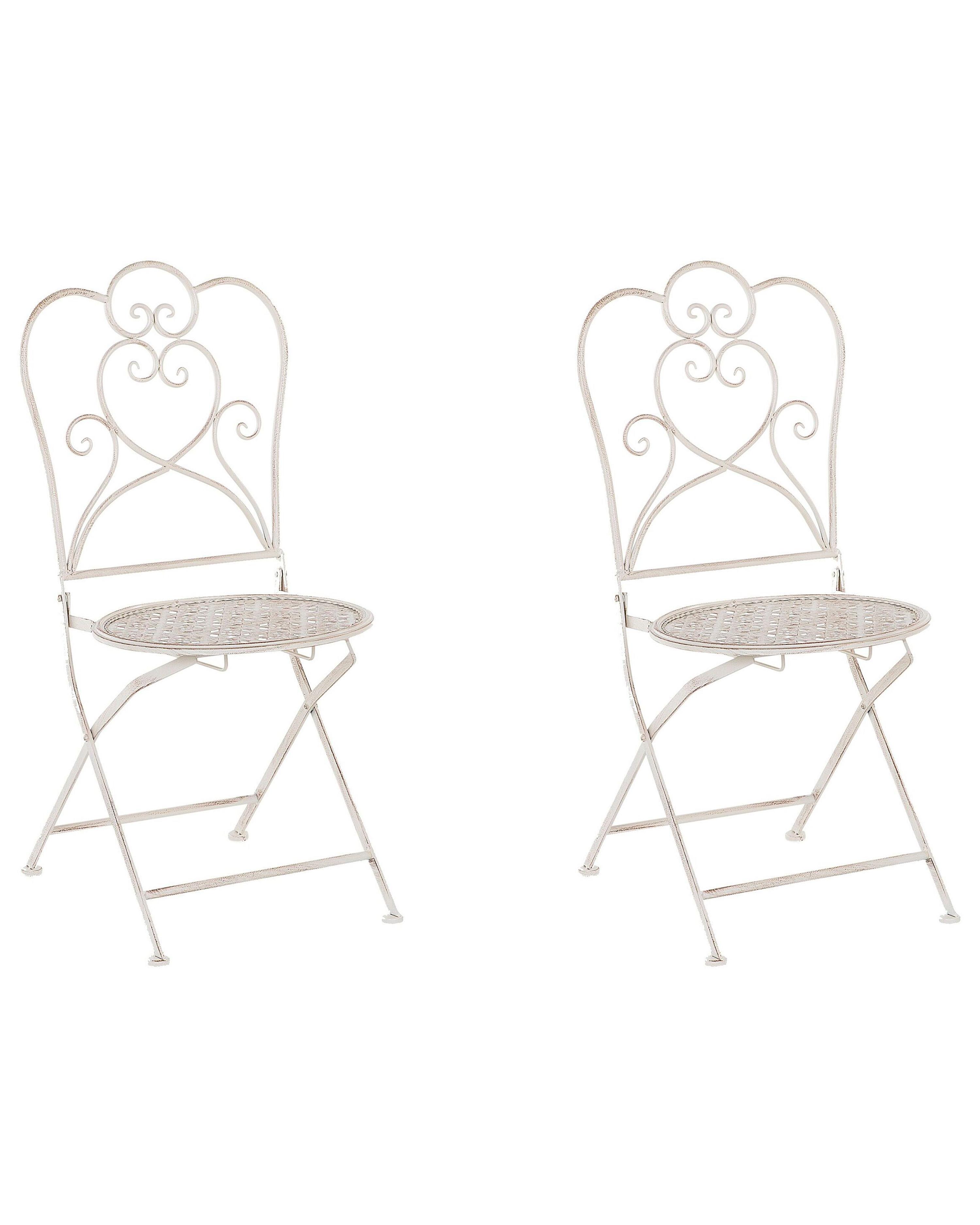 Conjunto de 2 sillas de jardín TRIESTE plegable Metal Beige claro