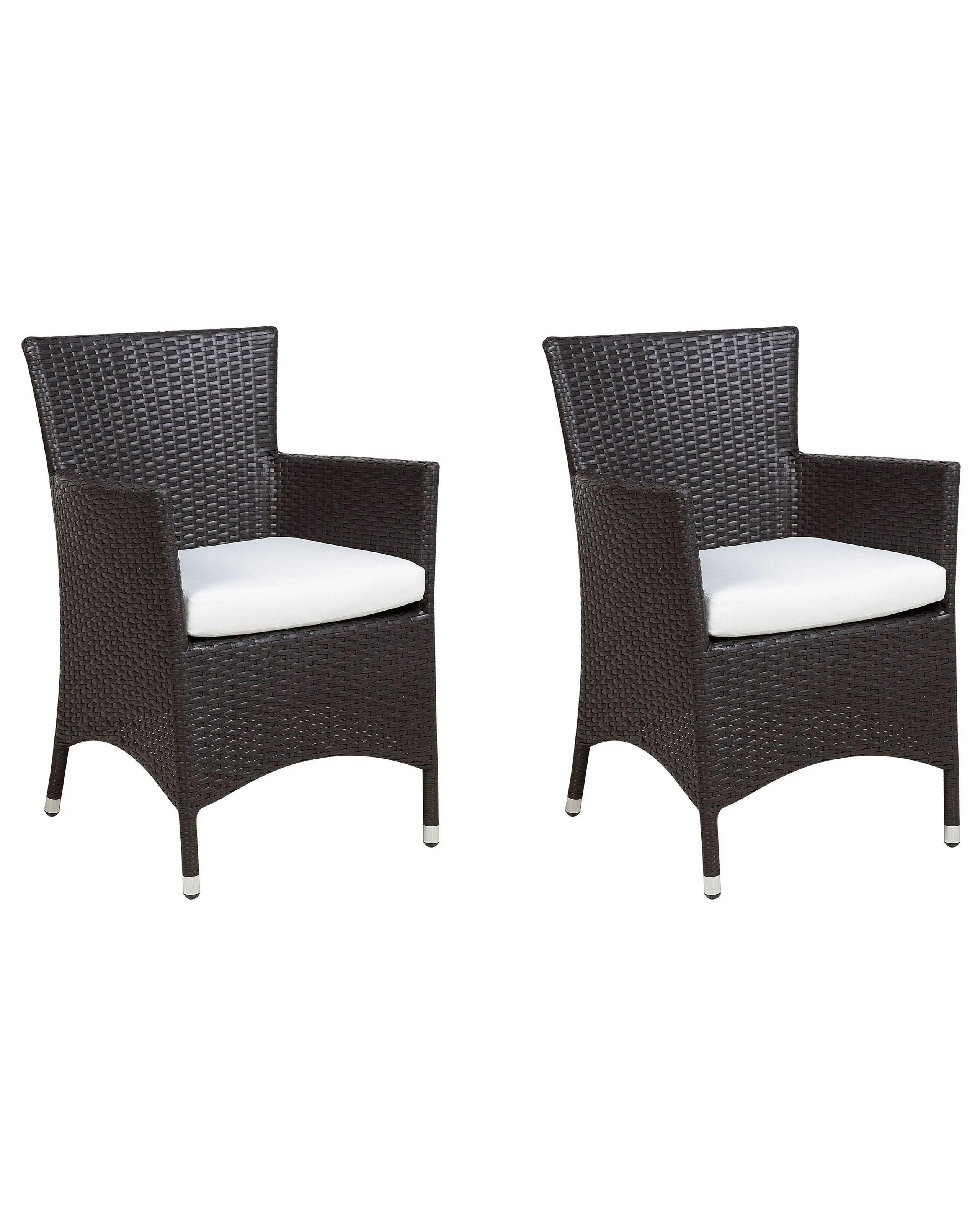 Conjunto de 2 sillas de jardín con cojines ITALY Ratán sintético Marrón oscuro
