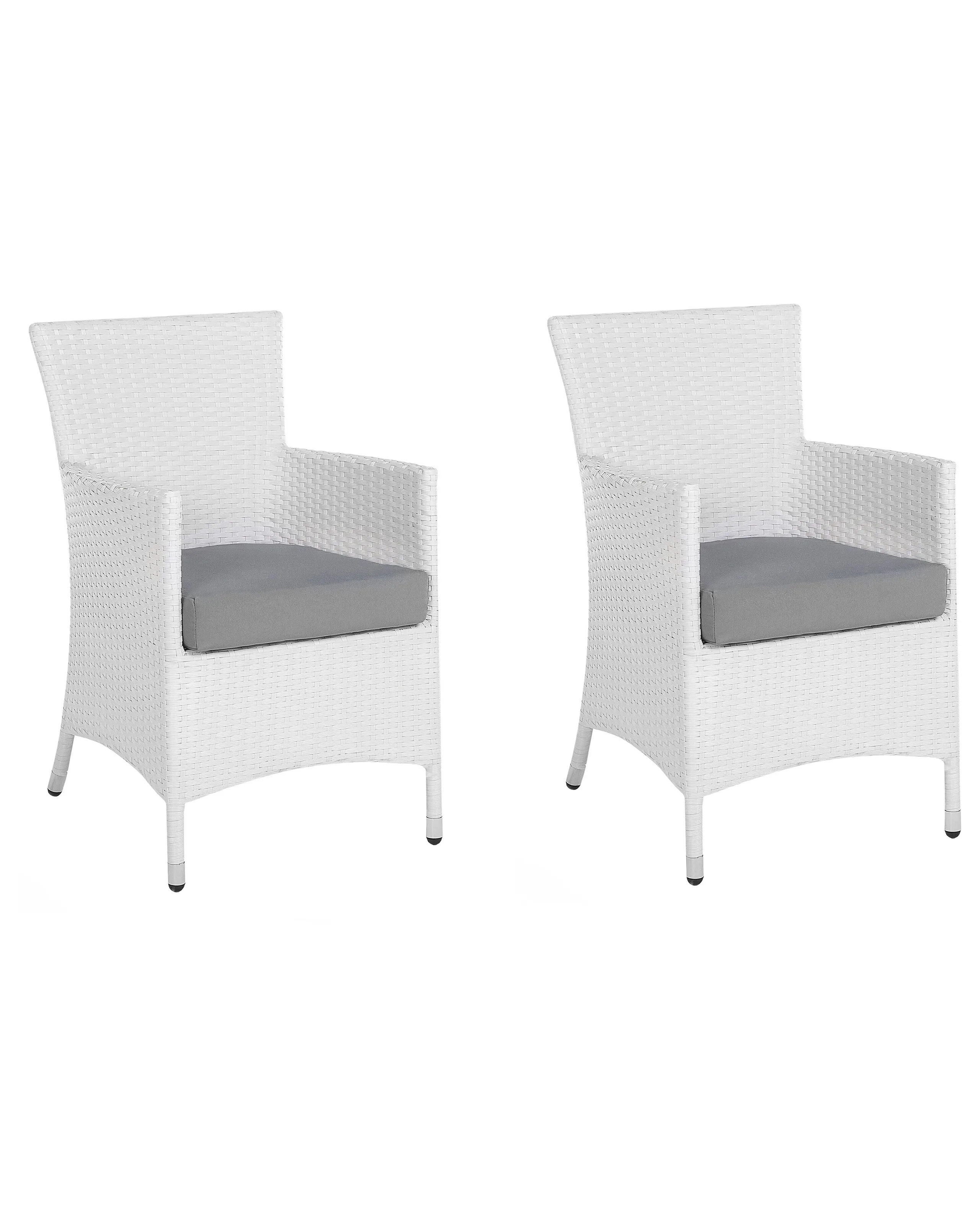 Conjunto de 2 sillas de jardín con cojines ITALY Ratán sintético Blanco