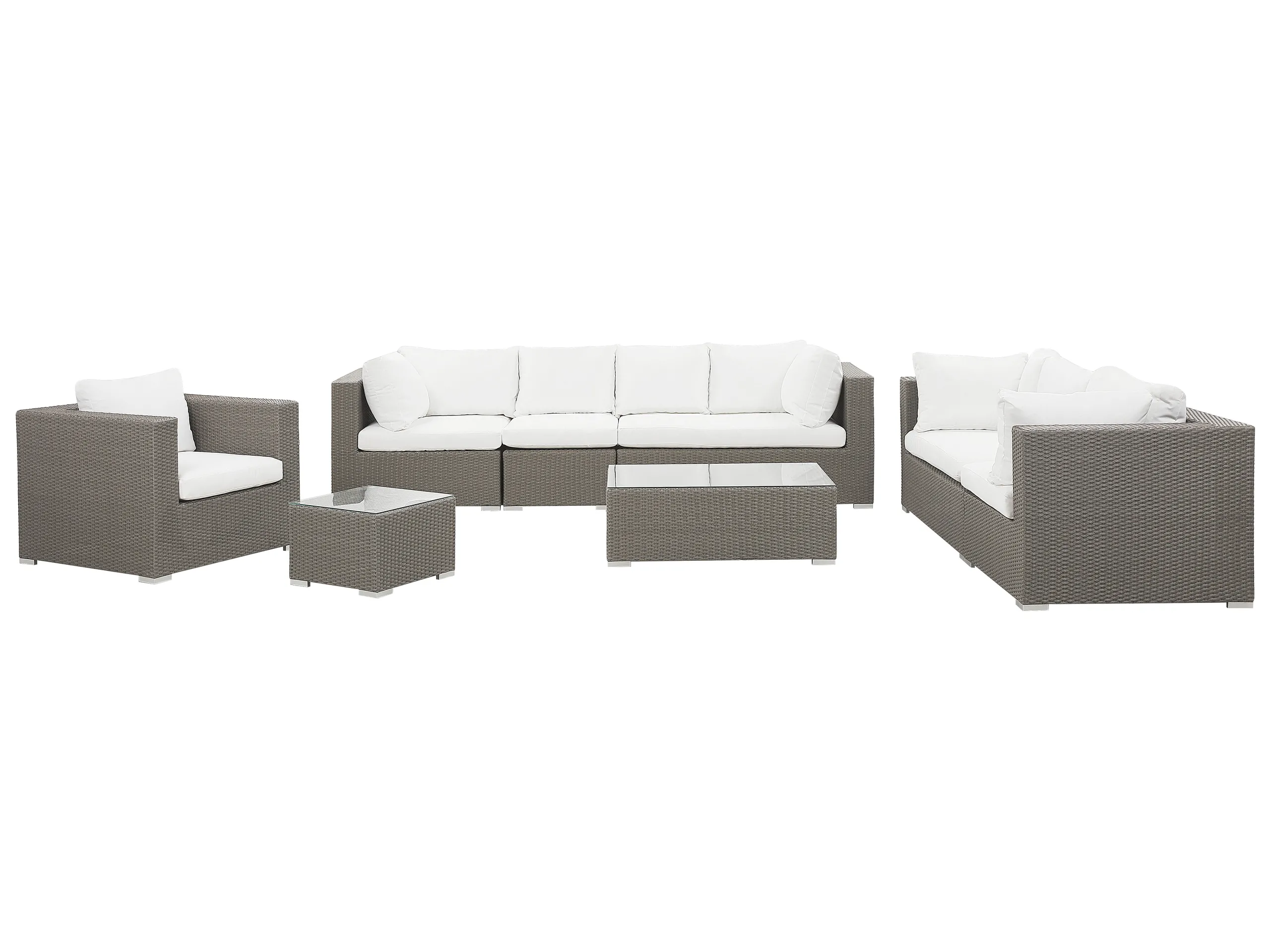 Garden Lounge Set with Table 8 Seater MAESTRO Modular PE Rattan Taupe