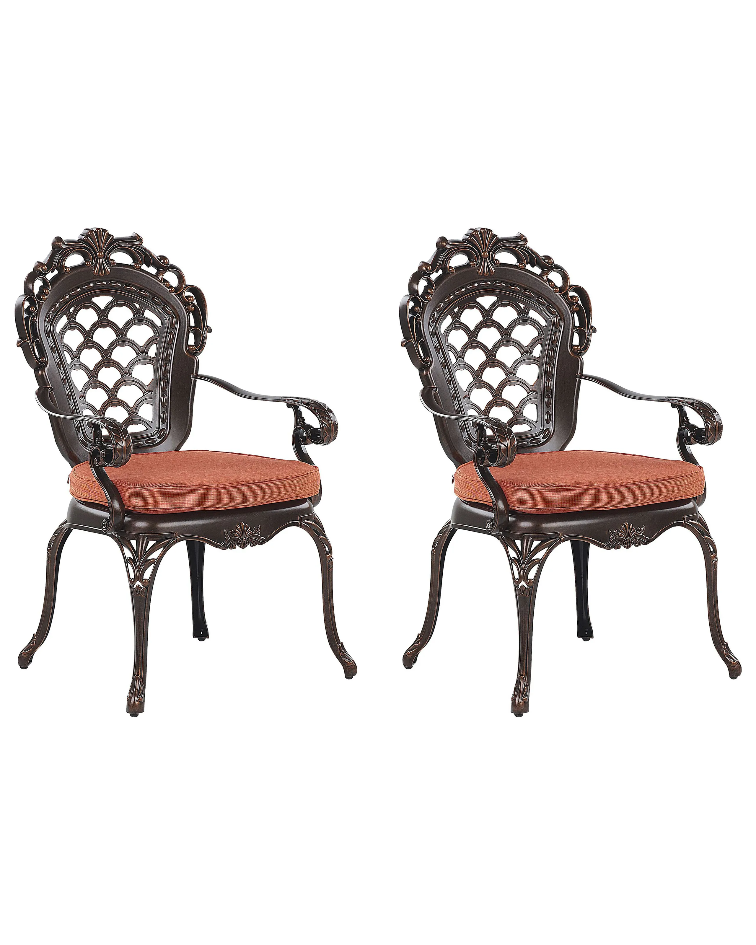 Conjunto de 2 sillas de jardín con cojines LIZZANO Metal Marrón oscuro