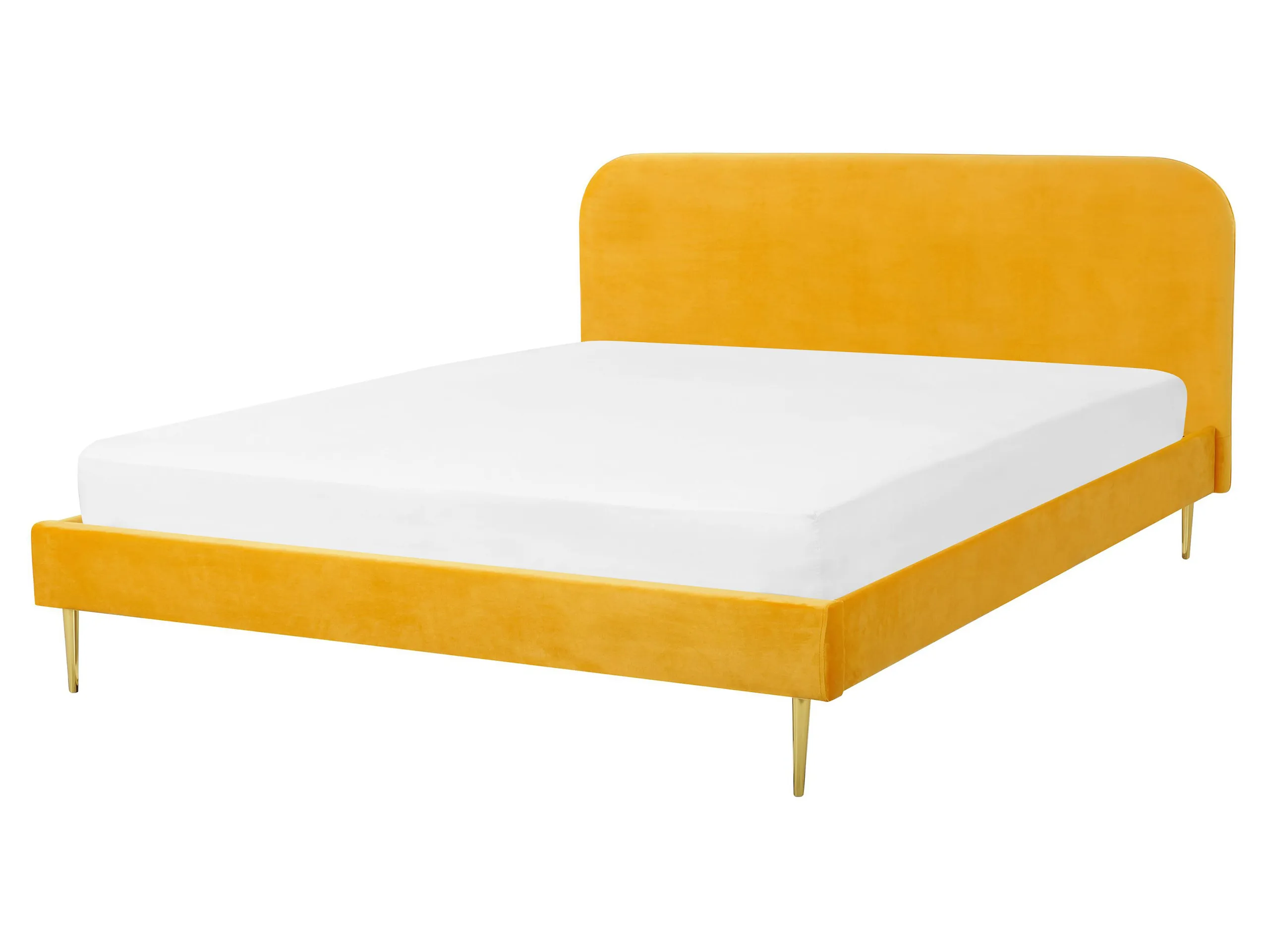 Cama Terciopelo FLAYAT 160 x 200 cm Amarillo