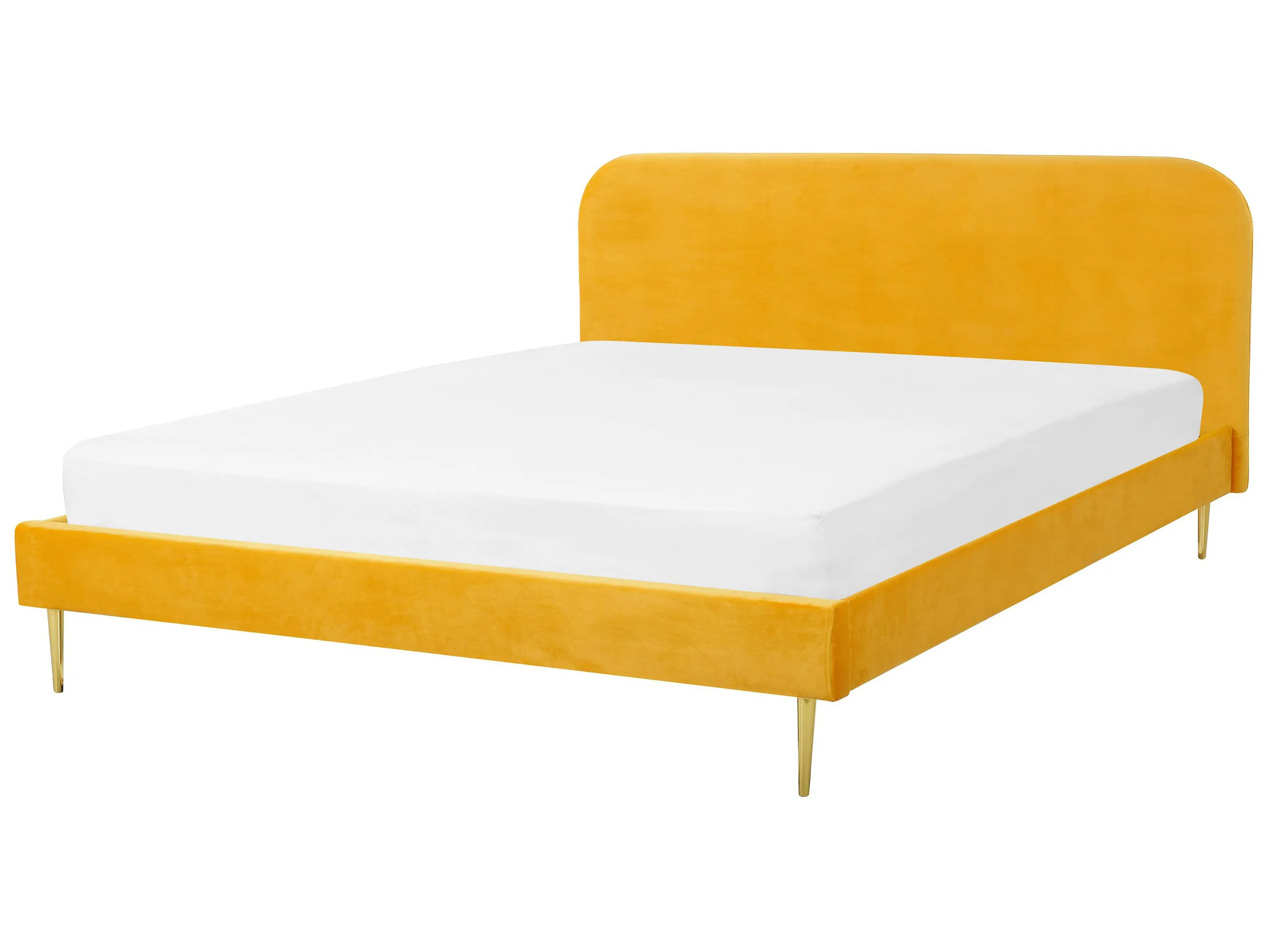 Cama Terciopelo FLAYAT 180 x 200 cm Amarillo