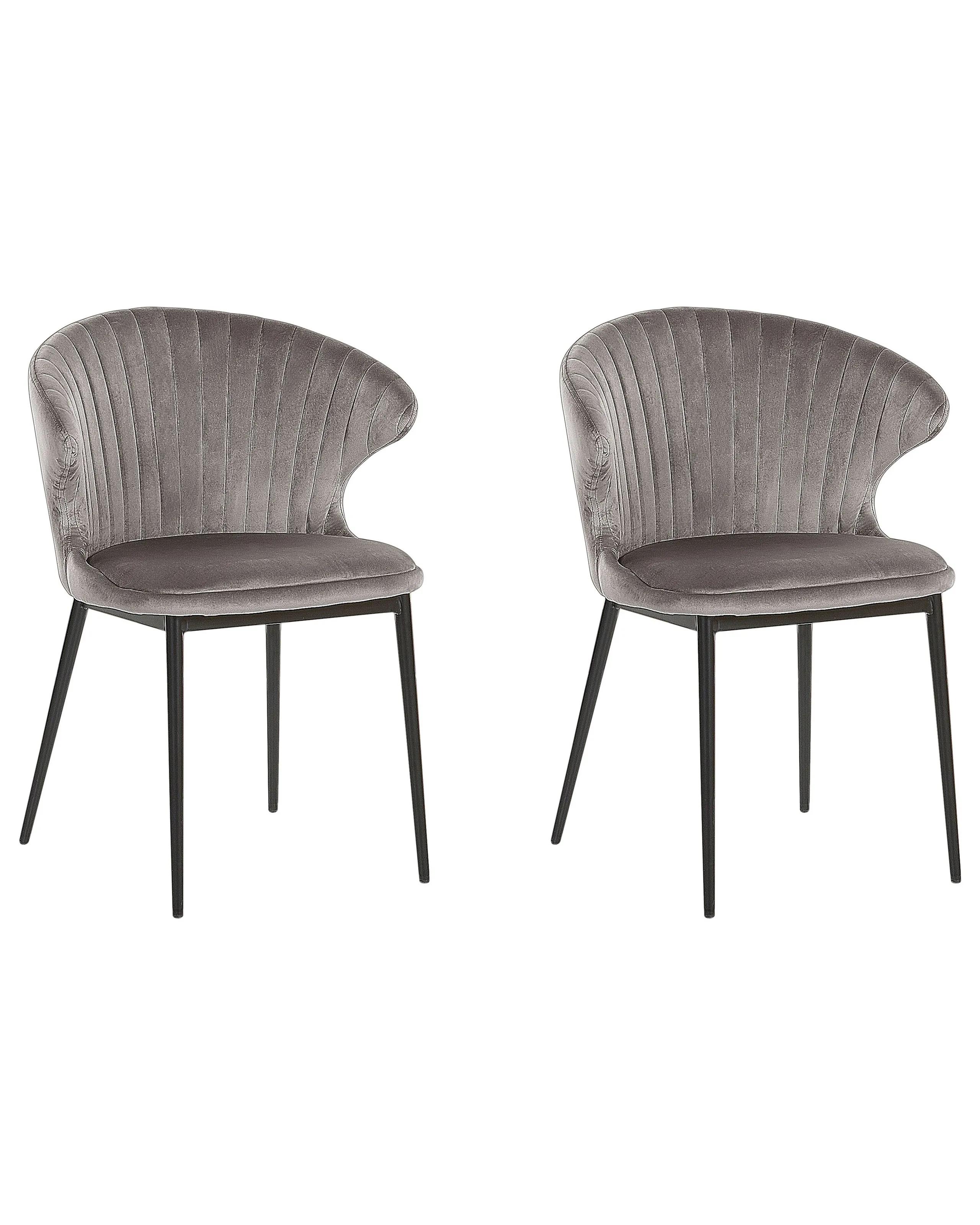 Conjunto de 2 sillas de comedor AUGUSTA Terciopelo Gris