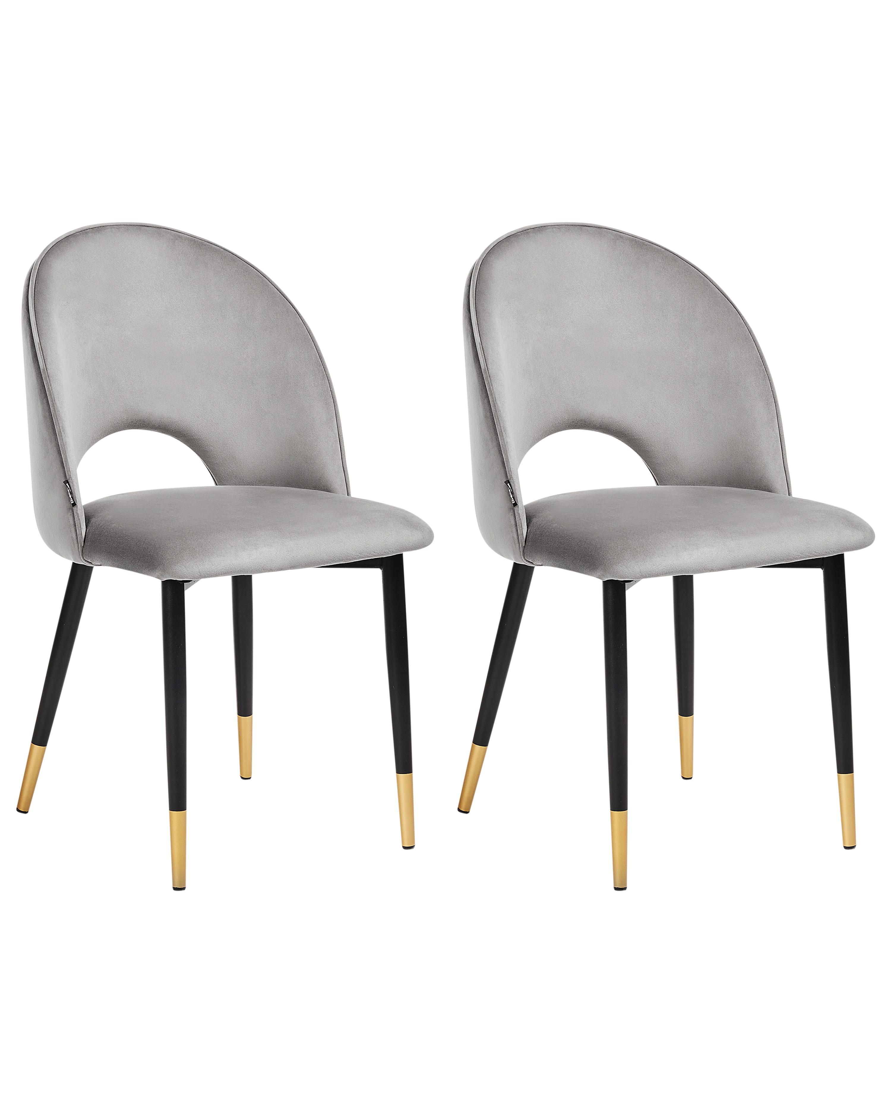 Conjunto de 2 sillas de comedor MAGALIA Terciopelo Gris