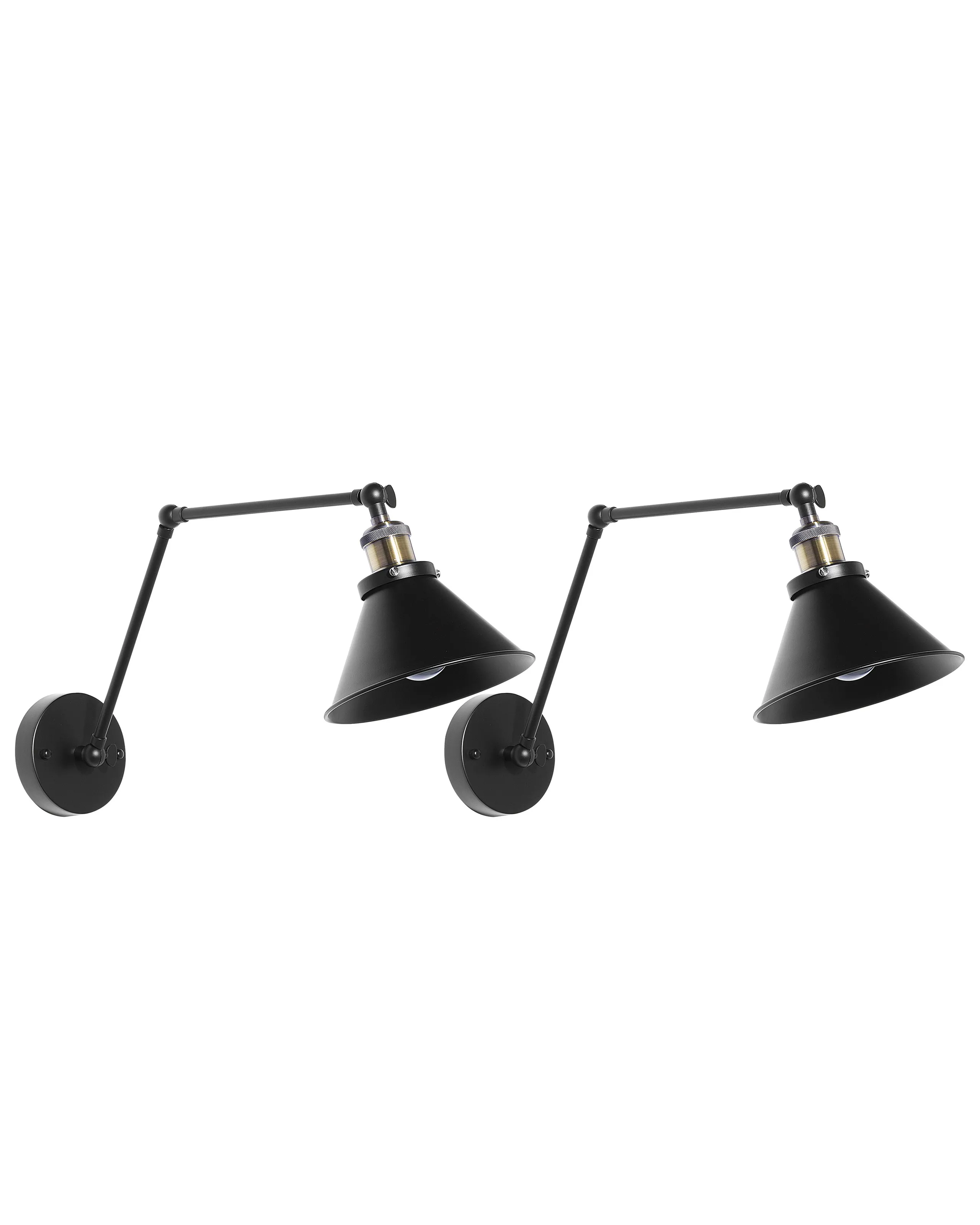 Conjunto de 2 lámparas de pared NARVA ajustable Metal Negro