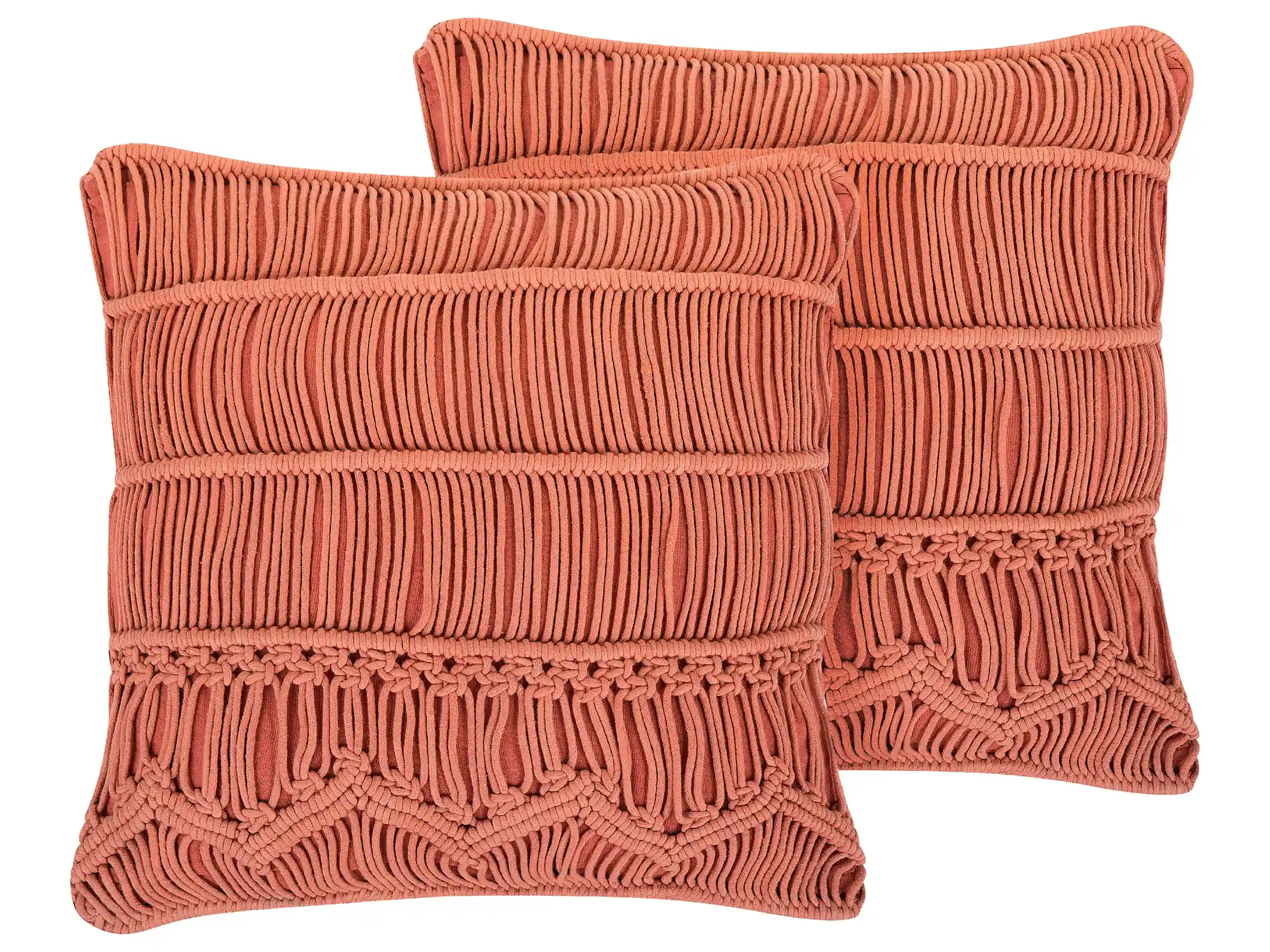 Conjunto de 2 cojines decorativos AKKOY Algodón 45 x 45 cm Naranja Patrón geométrico