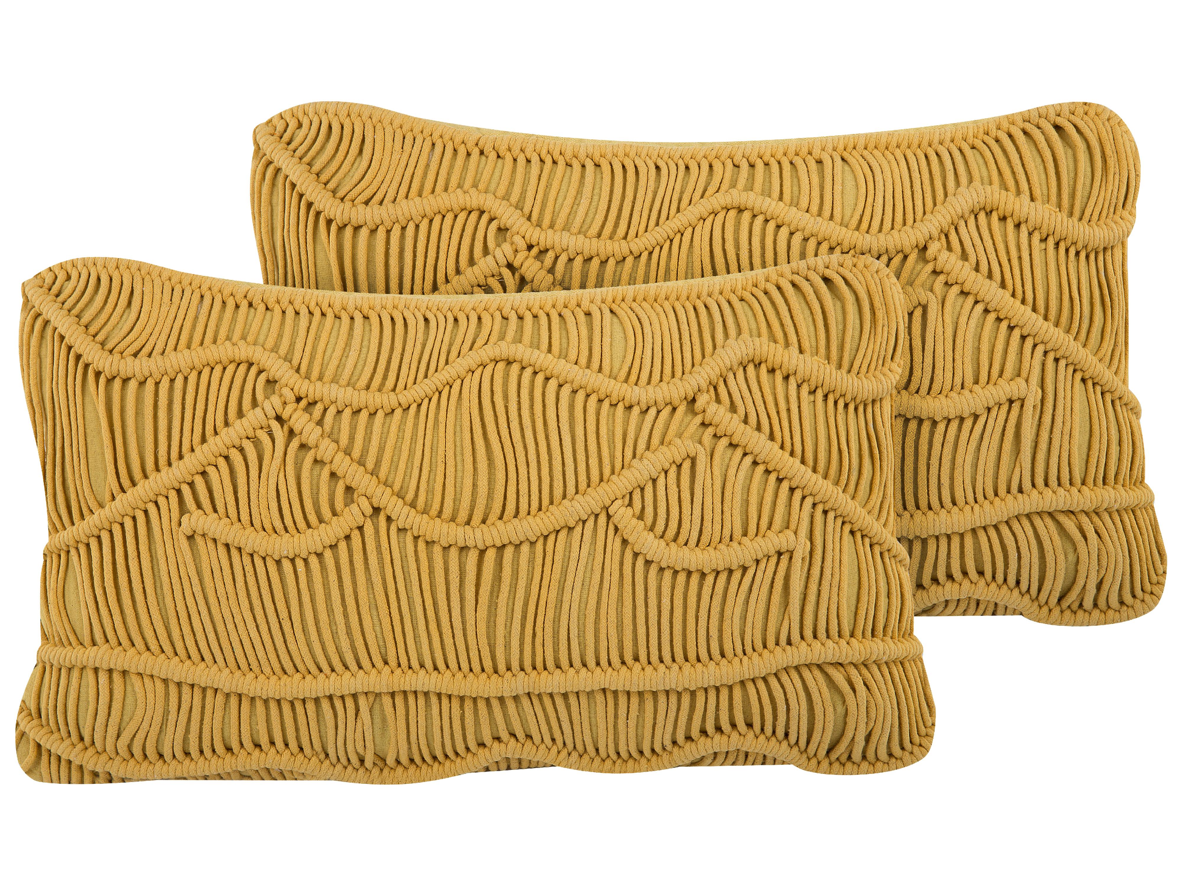 Conjunto de 2 cojines decorativos KIRIS Algodón 30 x 50 cm Amarillo Patrón geométrico