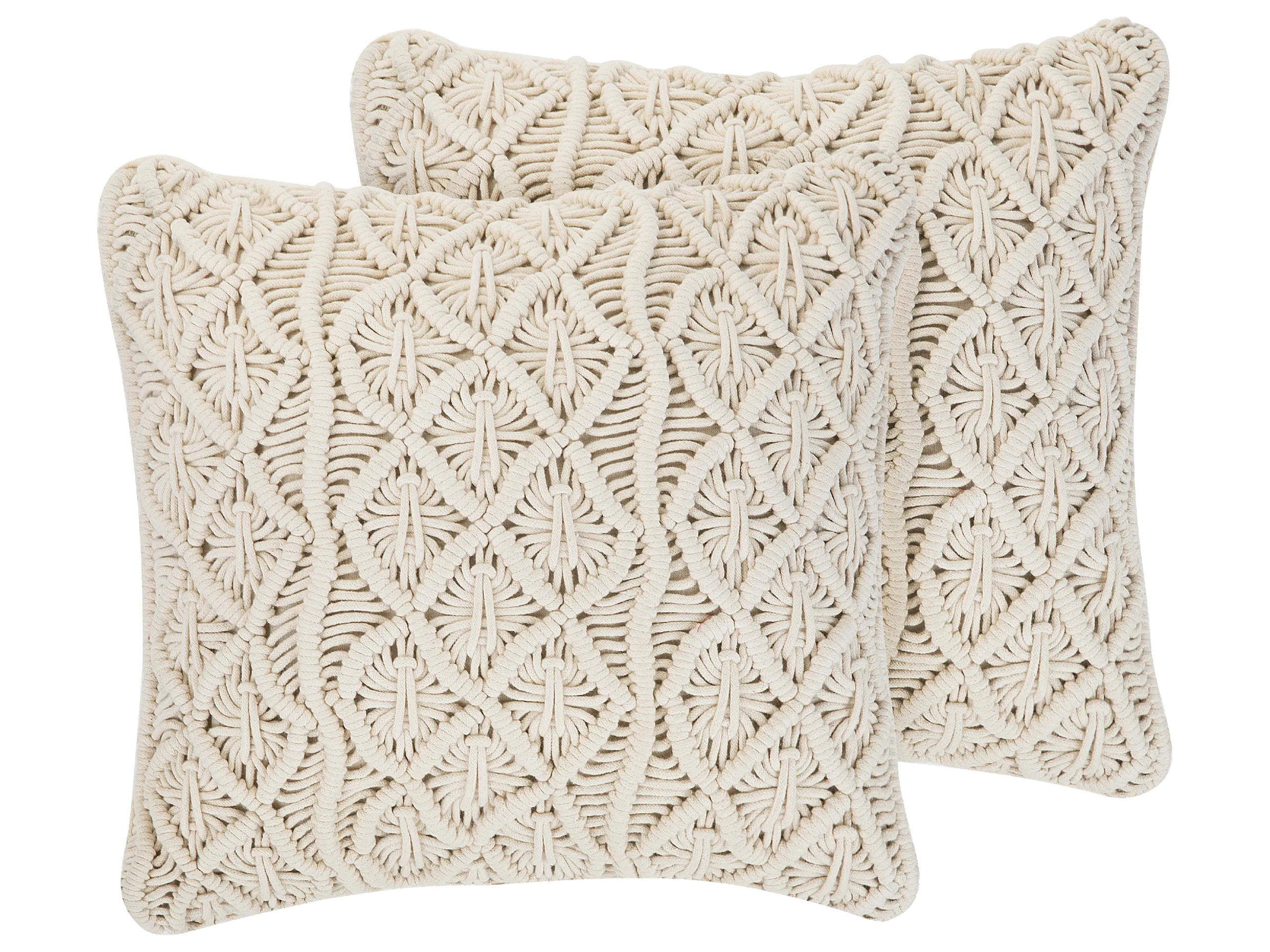 Conjunto de 2 cojines decorativos GOREME Algodón 45 x 45 cm Beige claro Patrón geométrico