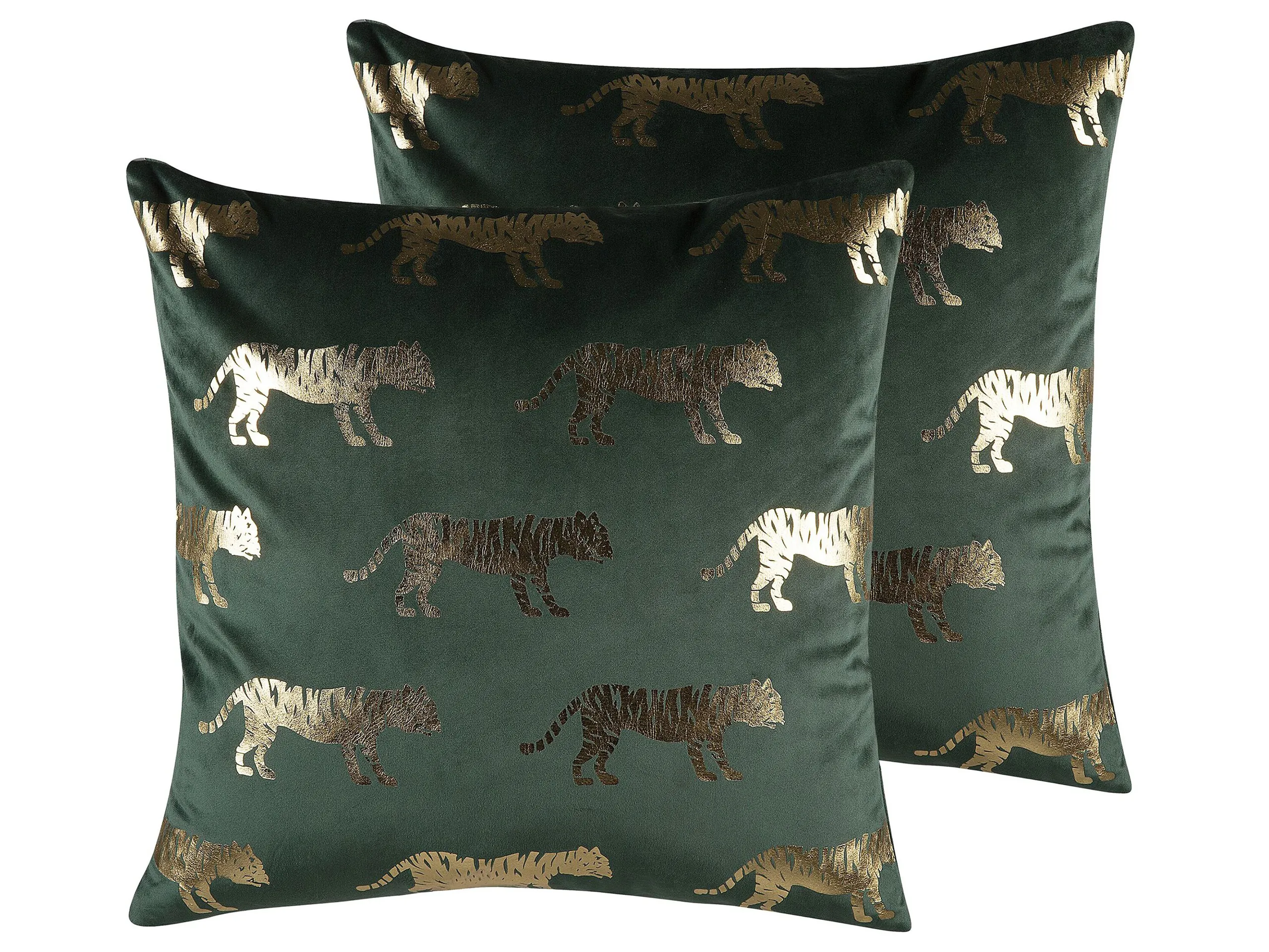 Conjunto de 2 cojines decorativos BLUEBELL Terciopelo 45 x 45 cm Verde oscuro Patrón animal
