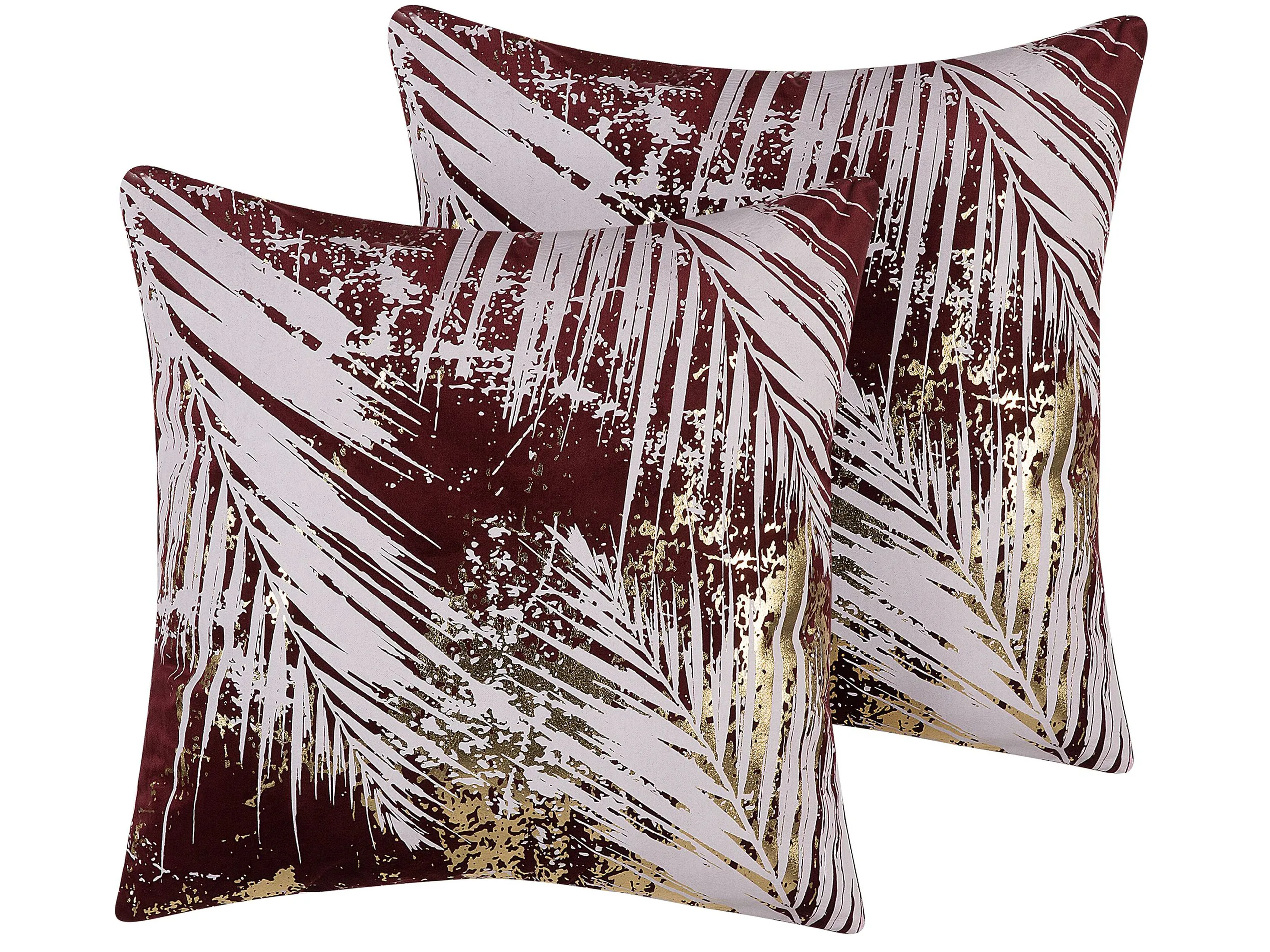 Conjunto de 2 cojines decorativos CALLA Terciopelo 45 x 45 cm Rojo Patrón de plantas