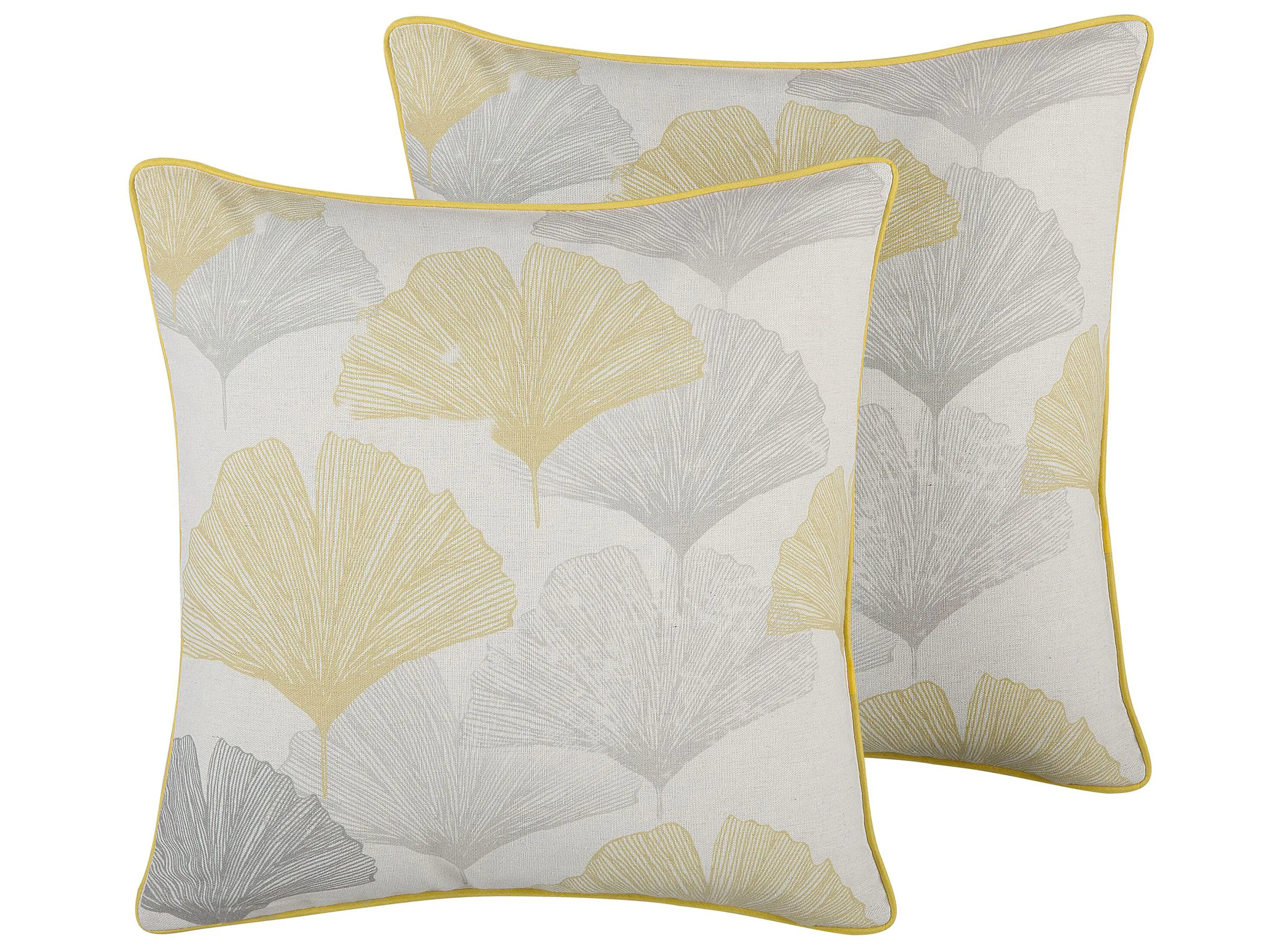 Conjunto de 2 cojines decorativos CANDYTUFT 45 x 45 cm Amarillo Patrón de plantas