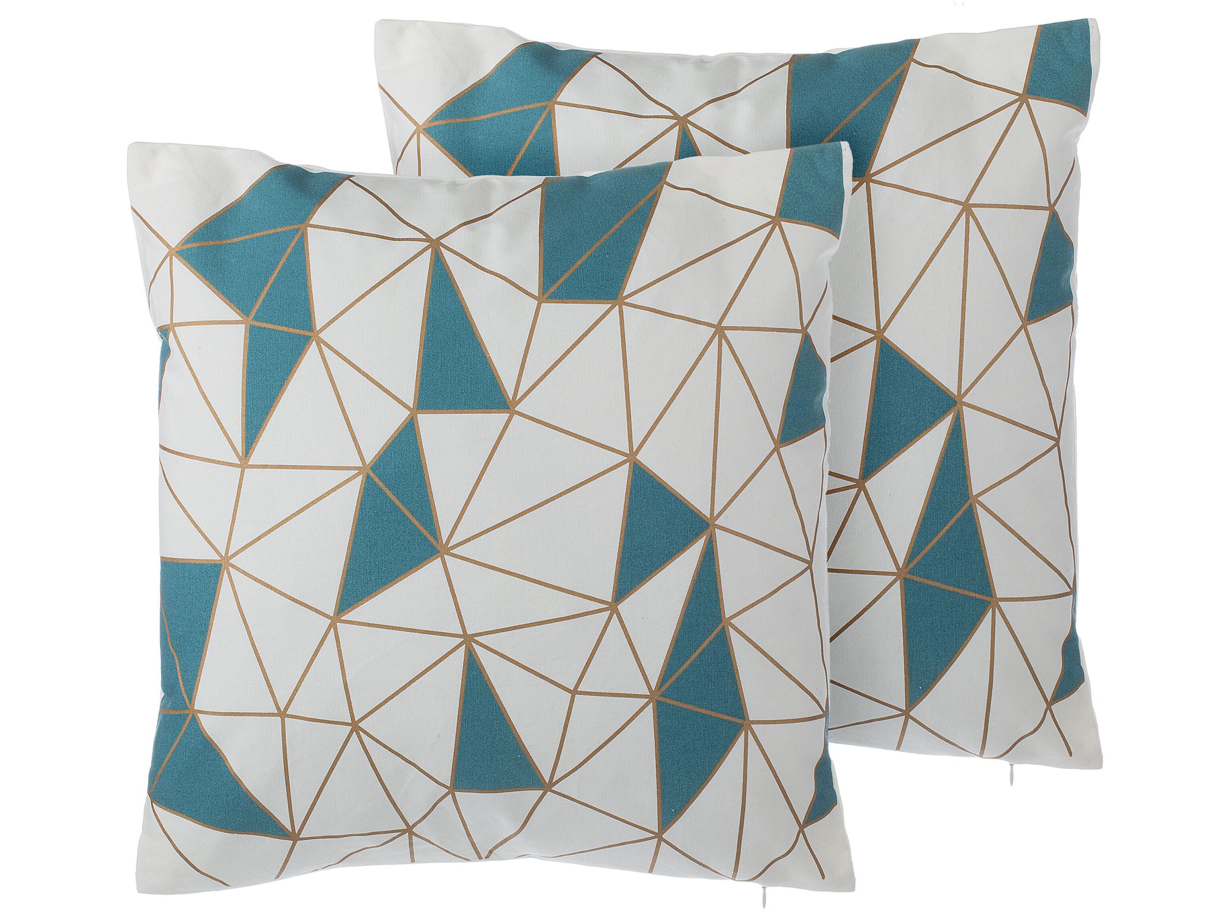 Conjunto de 2 cojines decorativos CLARKIA Algodón 45 x 45 cm Azul Patrón geométrico