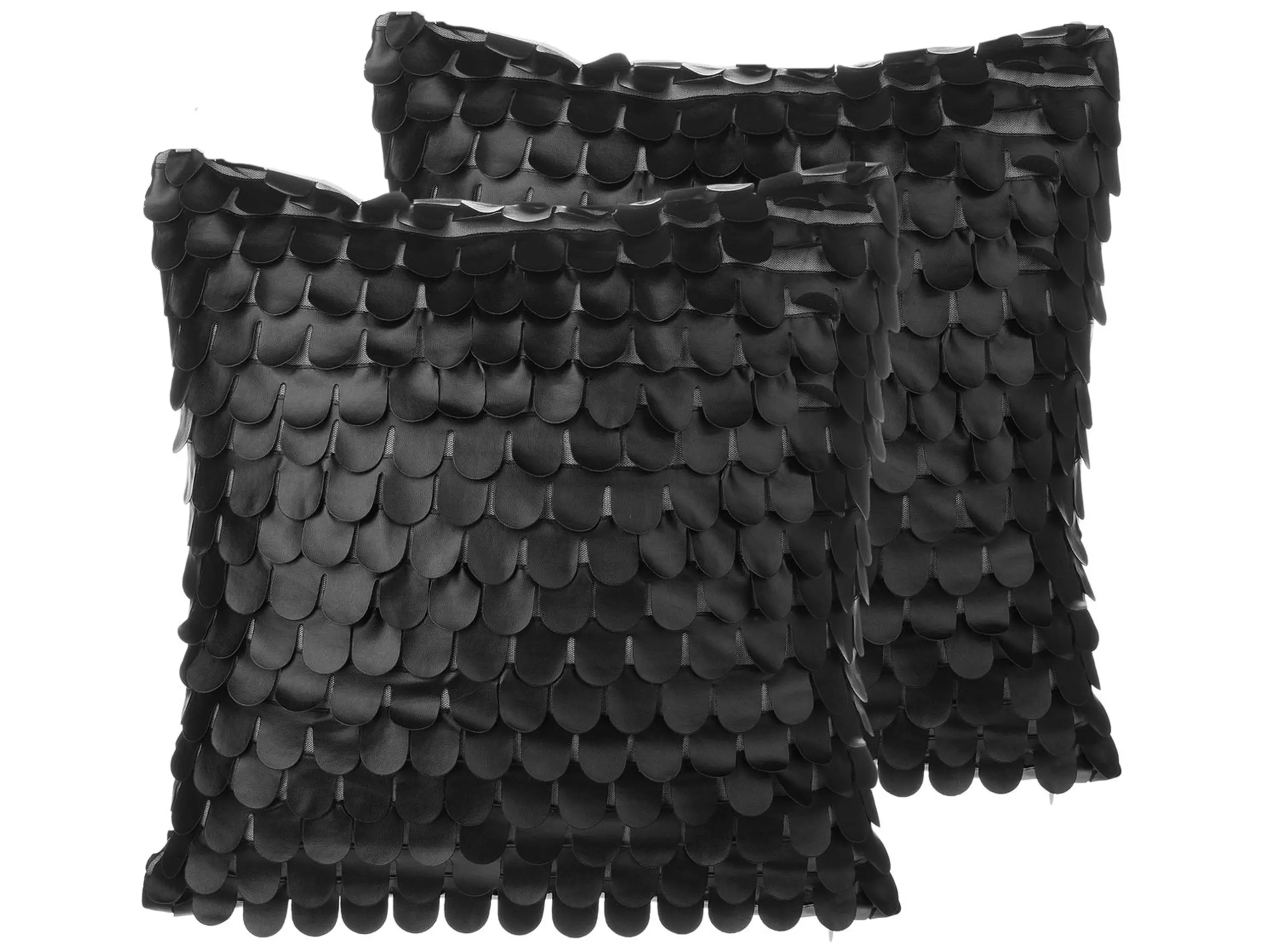 Conjunto de 2 cojines decorativos LOBELIA Piel sintética 45 x 45 cm Negro Liso