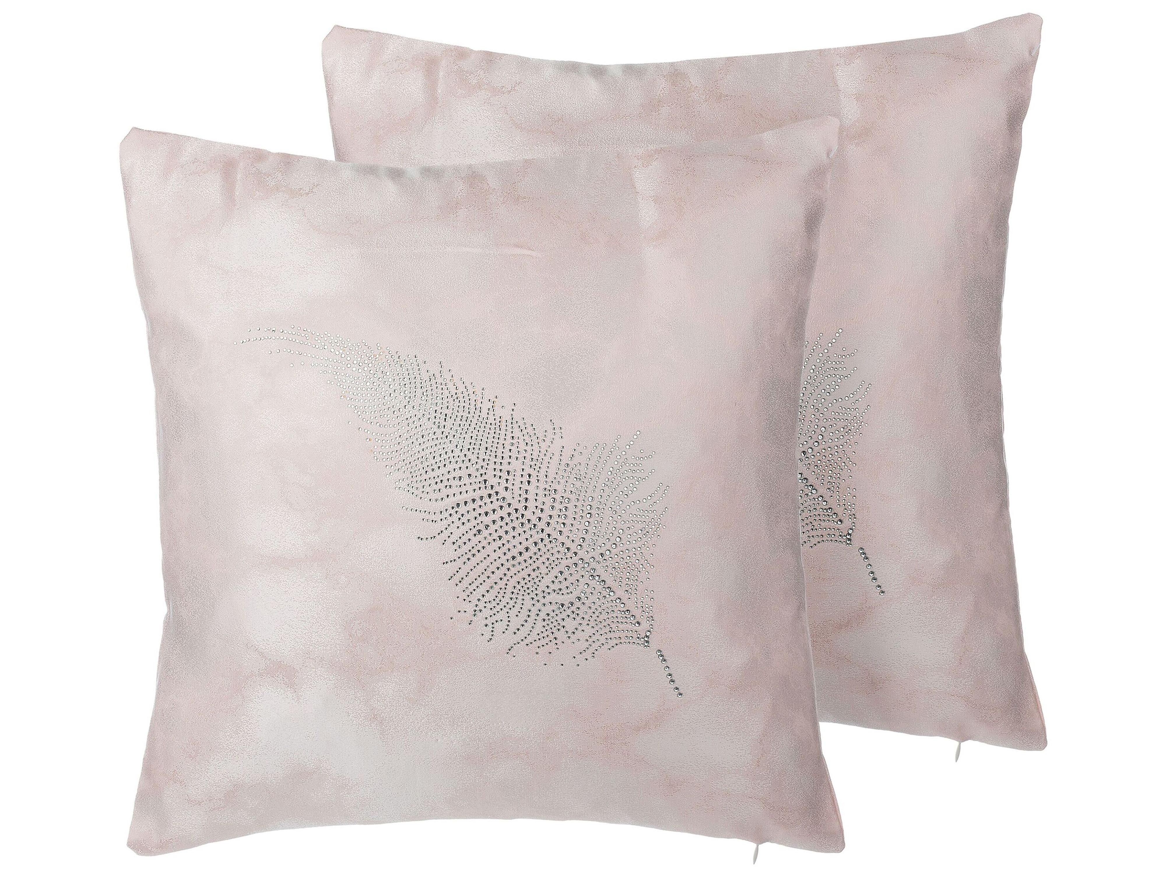 Conjunto de 2 cojines decorativos SILENE 45 x 45 cm Rosa Patrón de plantas