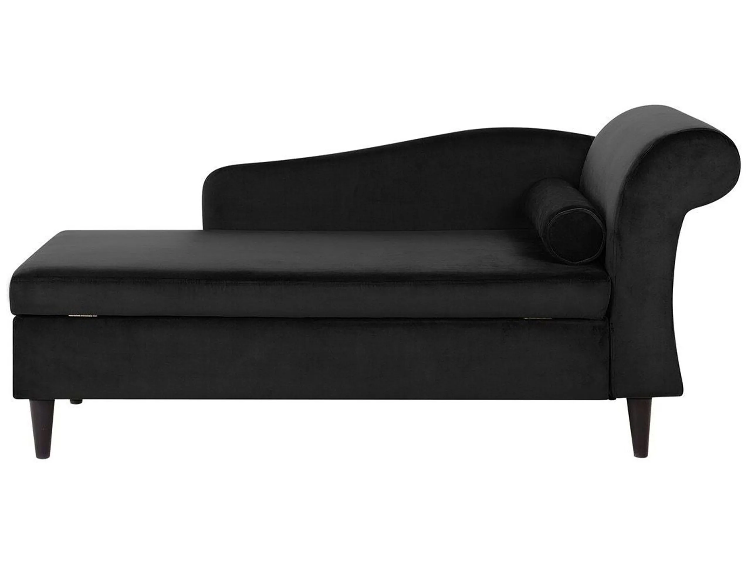 Chaise longue derecho LUIRO Terciopelo Negro con almacenaje