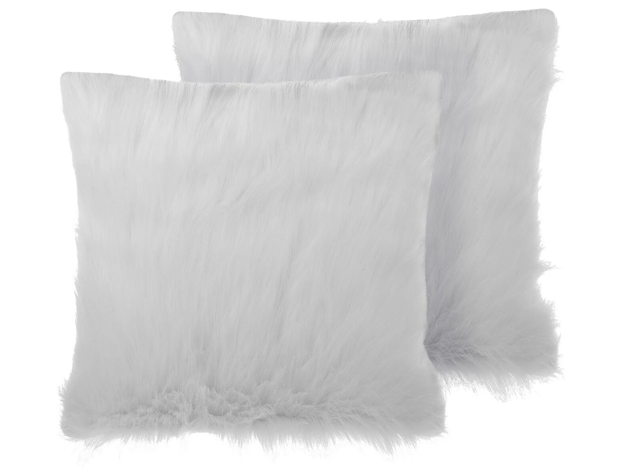 Conjunto de 2 cojines decorativos DAISY Pelo sintético 45 x 45 cm Beige claro Liso