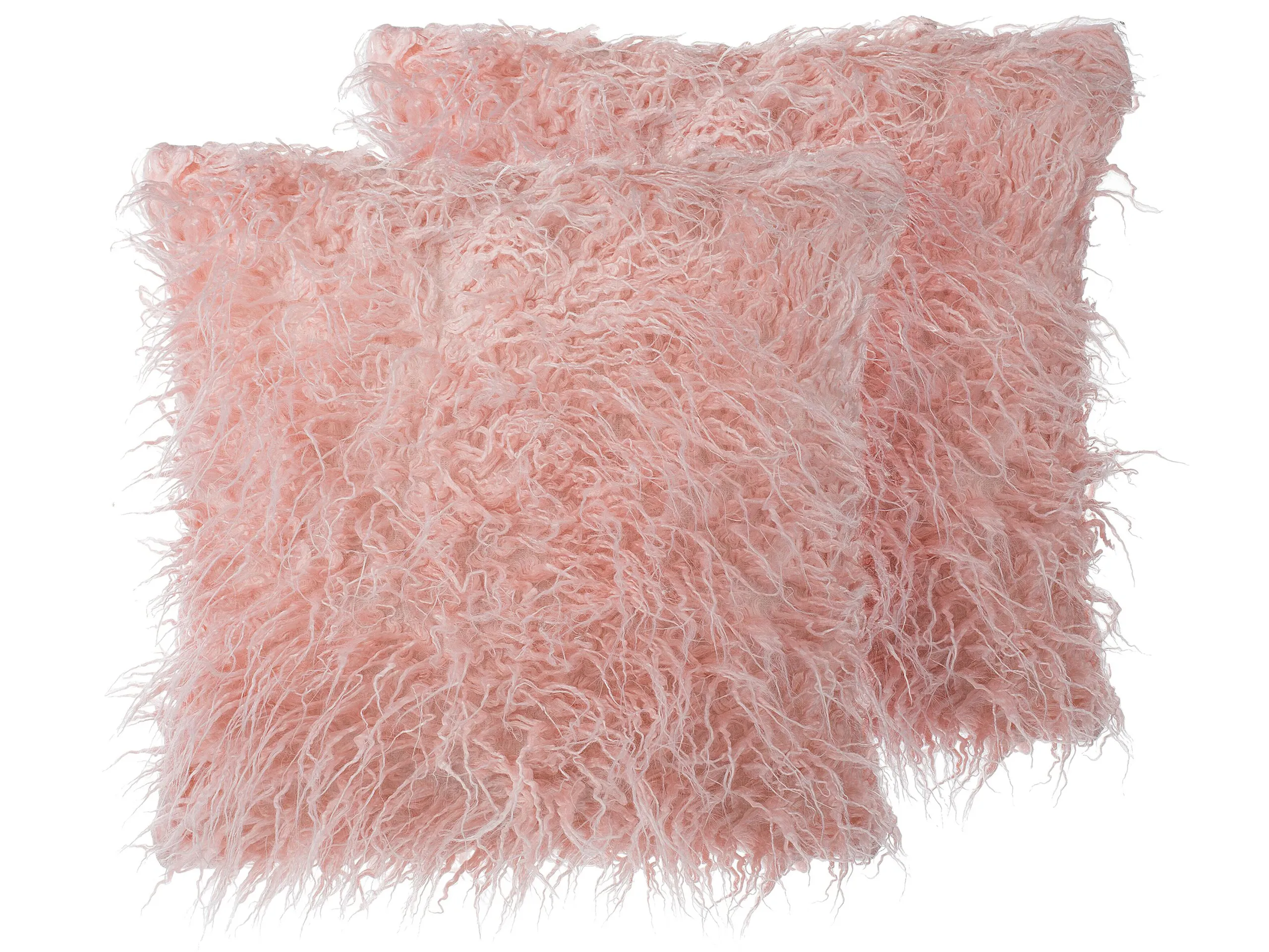 Conjunto de 2 cojines decorativos DAISY Pelo sintético 45 x 45 cm Rosa Liso