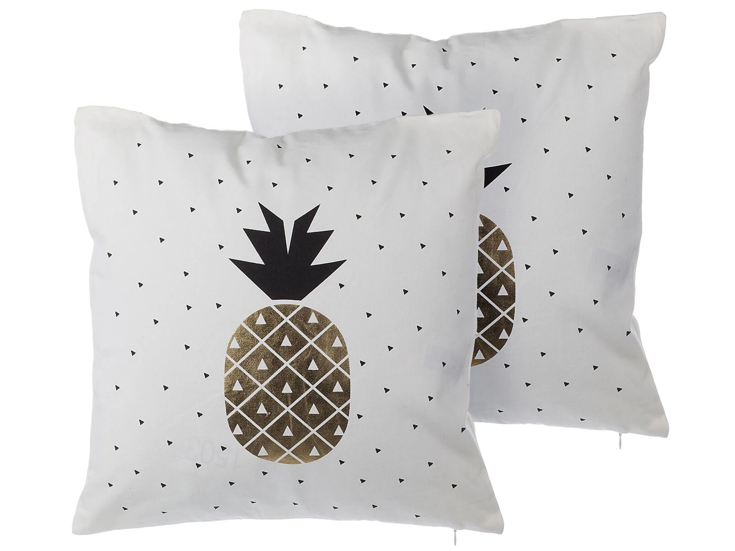 Conjunto de 2 cojines decorativos YASMIN Algodón 45 x 45 cm Blanco Dorado Negro Patrón de plantas