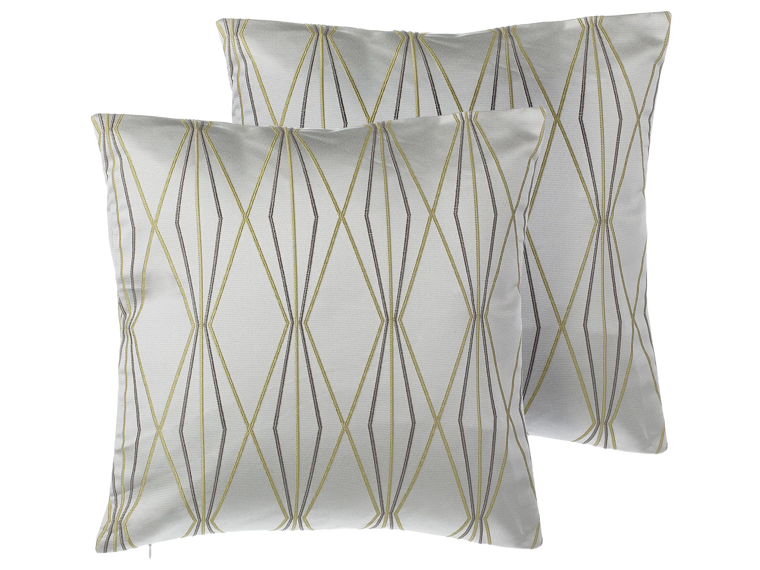 Conjunto de 2 cojines decorativos FENNEL 45 x 45 cm Blanco Patrón geométrico