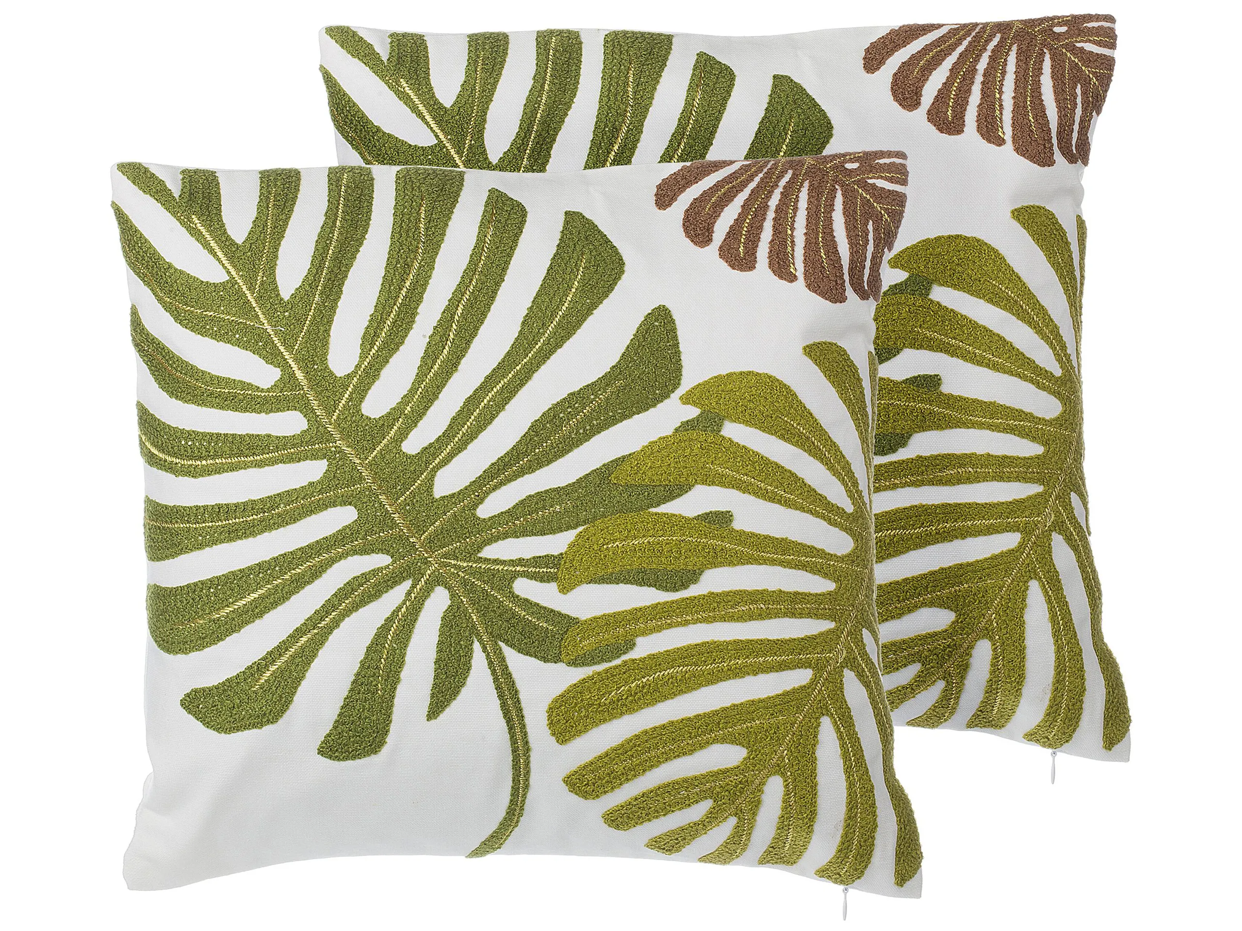 Conjunto de 2 cojines decorativos ZENOBIA Algodón 45 x 45 cm Verde oscuro Patrón de plantas