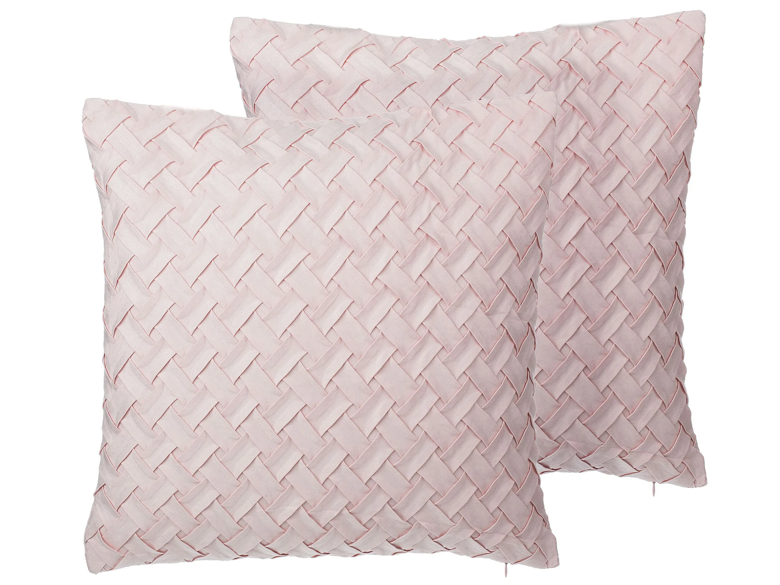 Conjunto de 2 cojines decorativos TITHONIA 45 x 45 cm Rosa Patrón chevrón