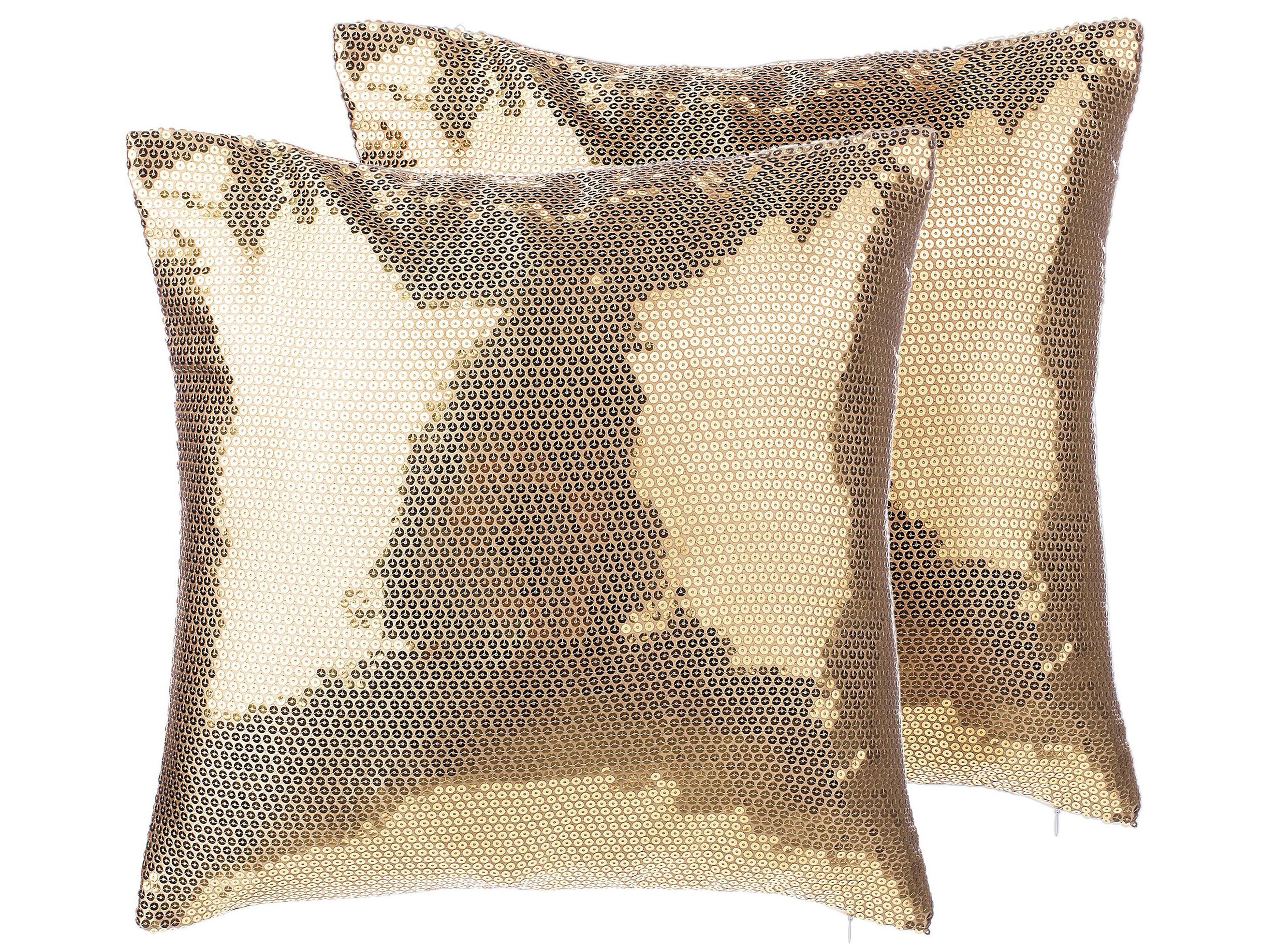 Conjunto de 2 cojines decorativos ASTER 45 x 45 cm Dorado Liso