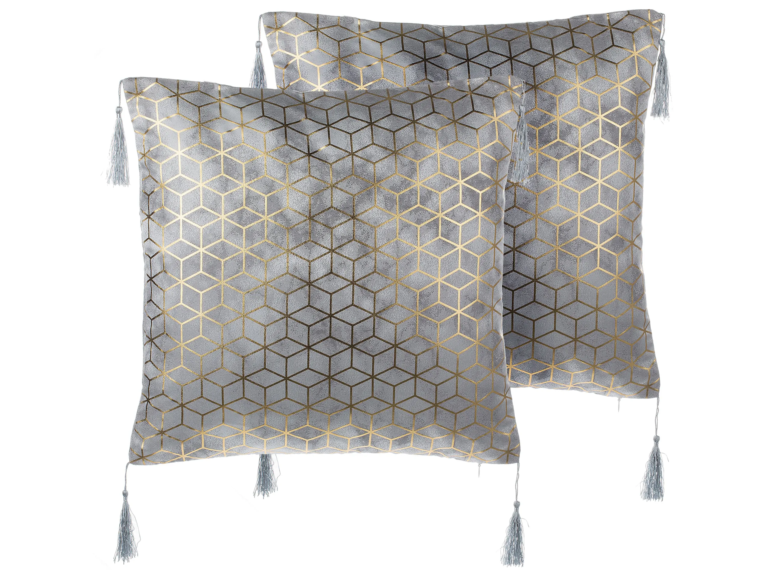 Conjunto de 2 cojines decorativos YARINA 45 x 45 cm Gris Patrón geométrico