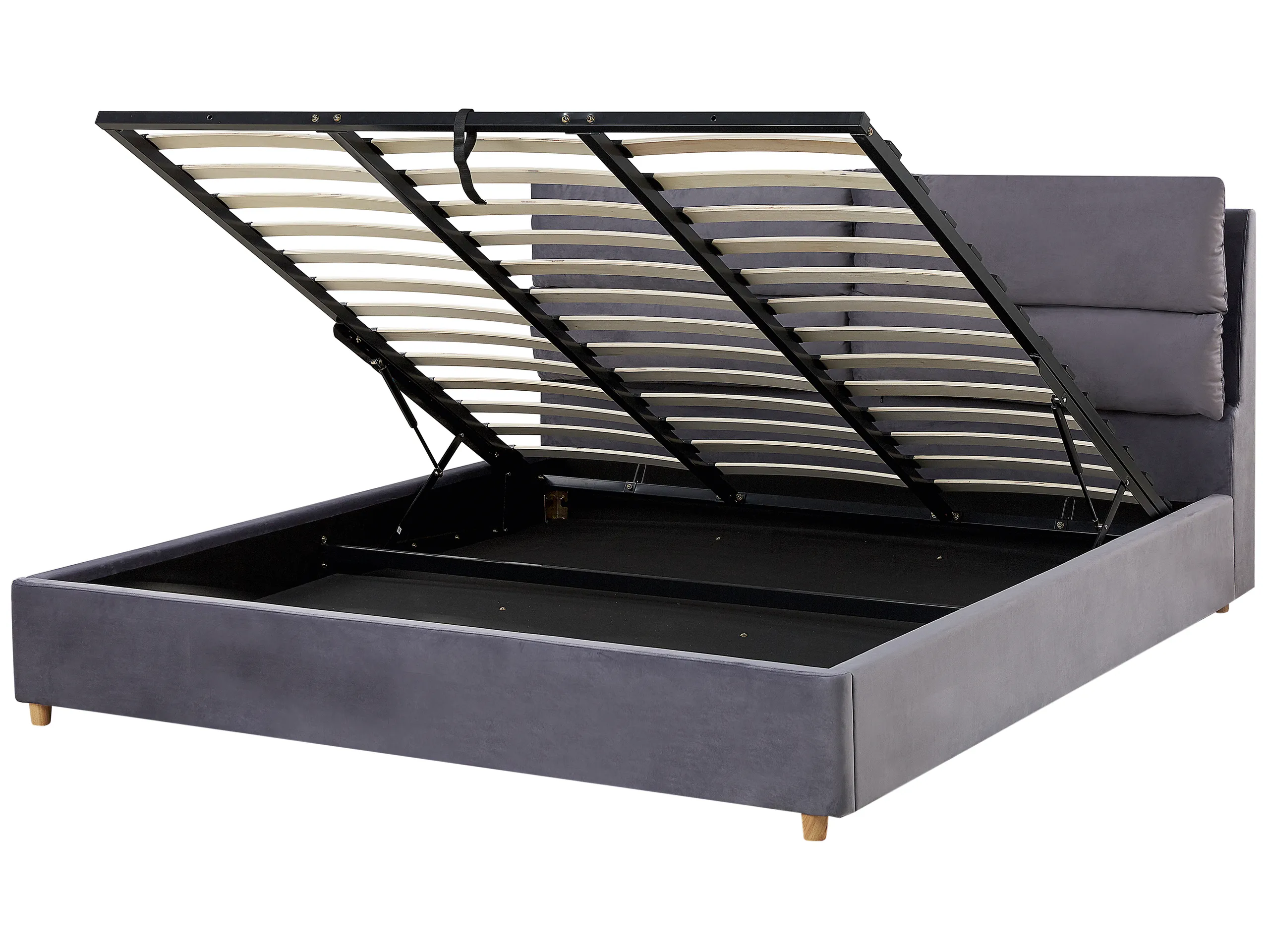 Cama con almacenaje Terciopelo BATILLY 180 x 200 cm Gris