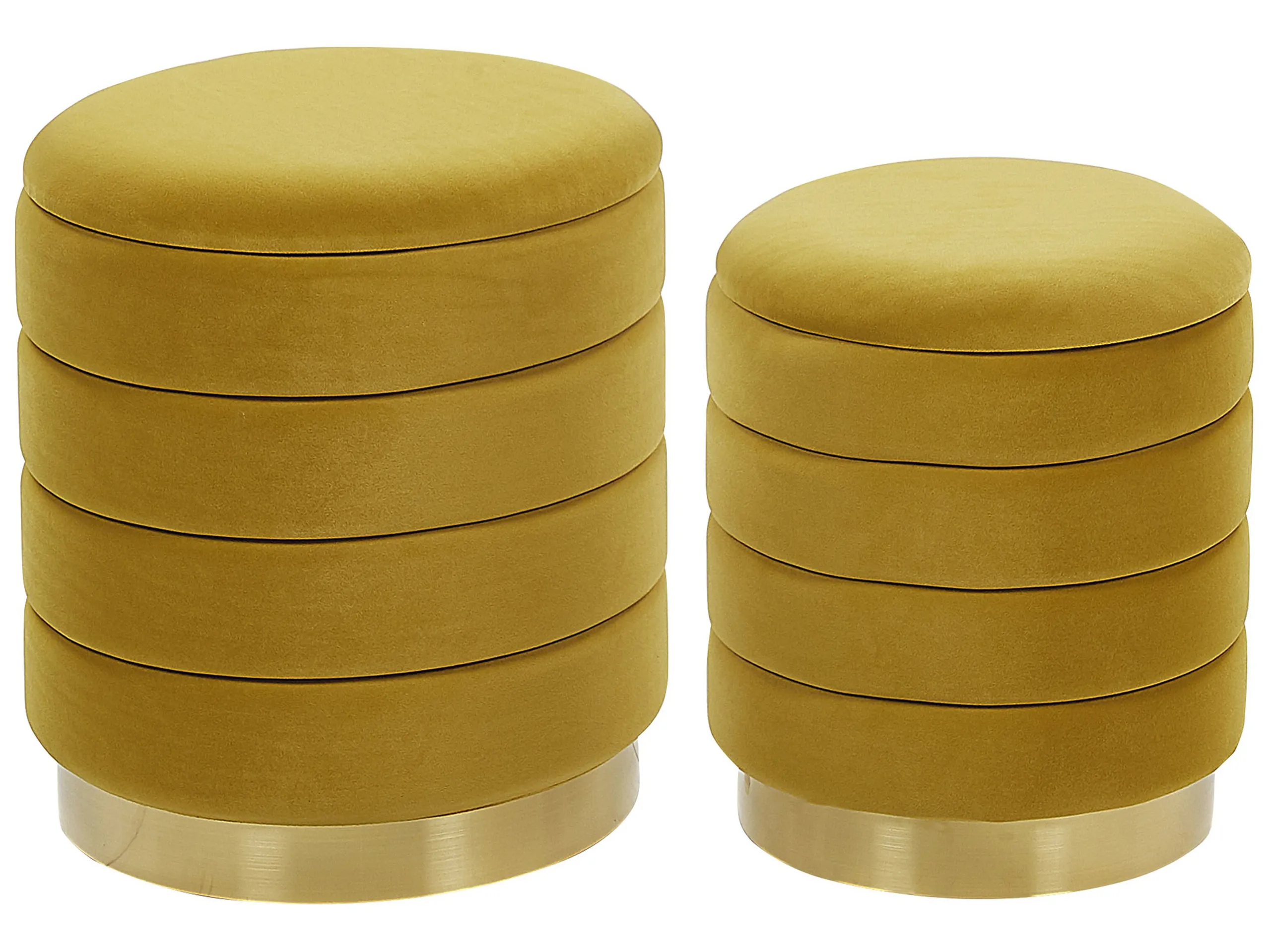 Conjunto de 2 pufs con almacenaje GARLAND Terciopelo Mostaza
