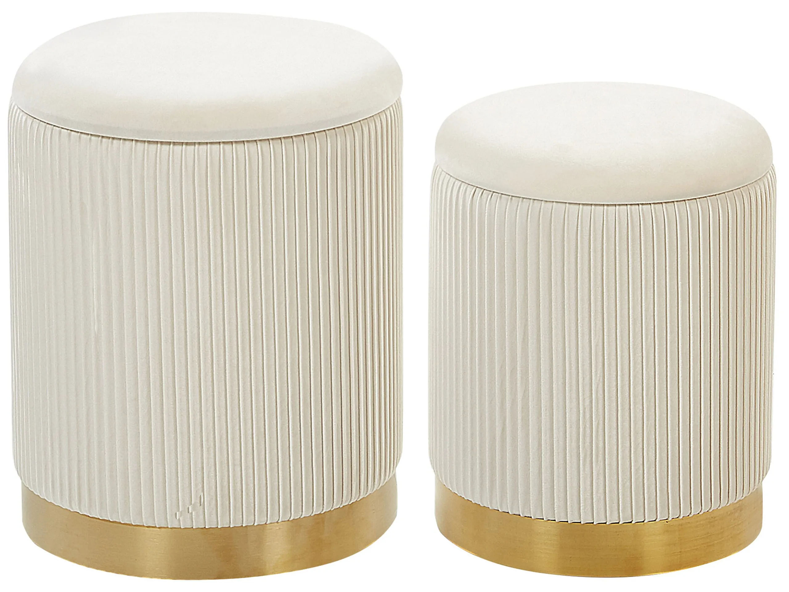 Conjunto de 2 pufs con almacenaje MIRAMAR Terciopelo Blanco