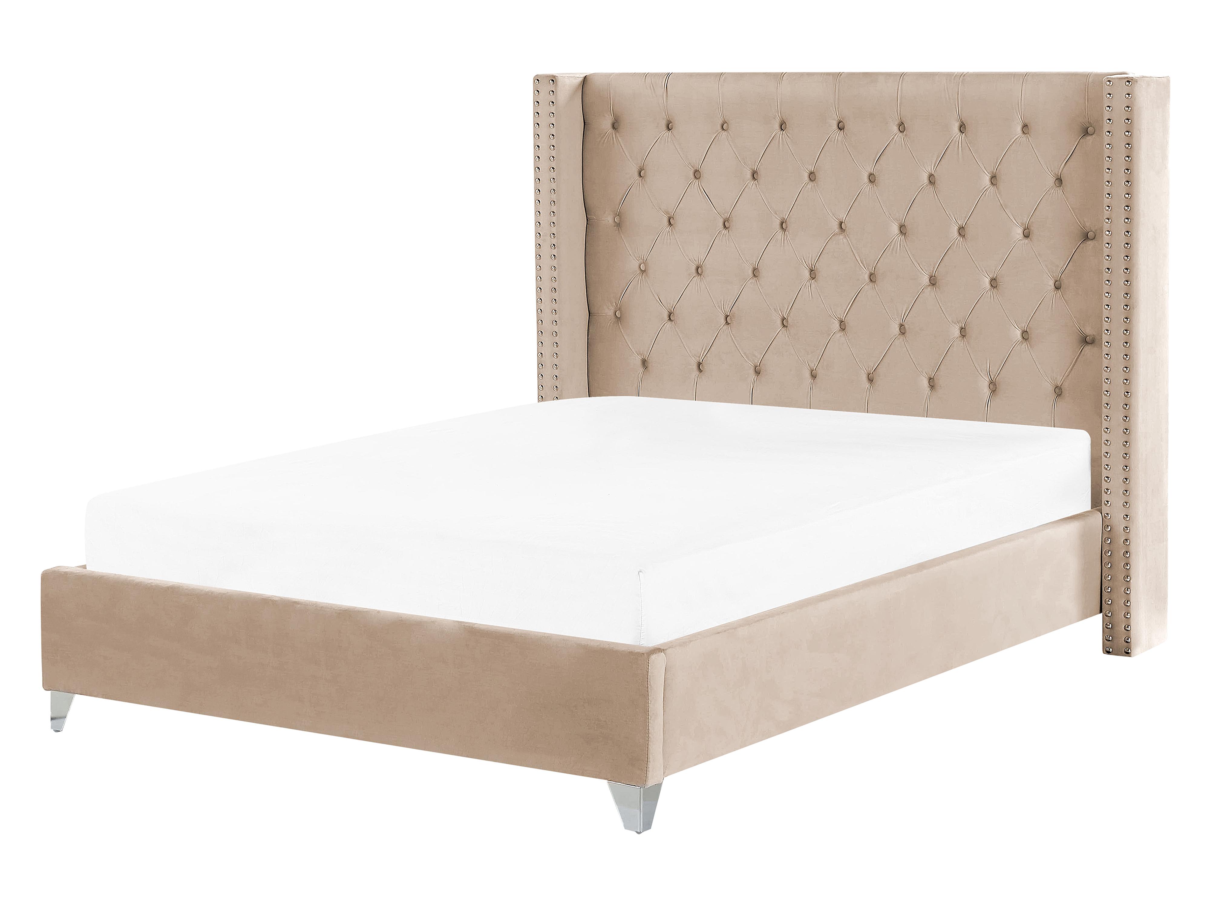 Cama Terciopelo LUBBON 160 x 200 cm Beige
