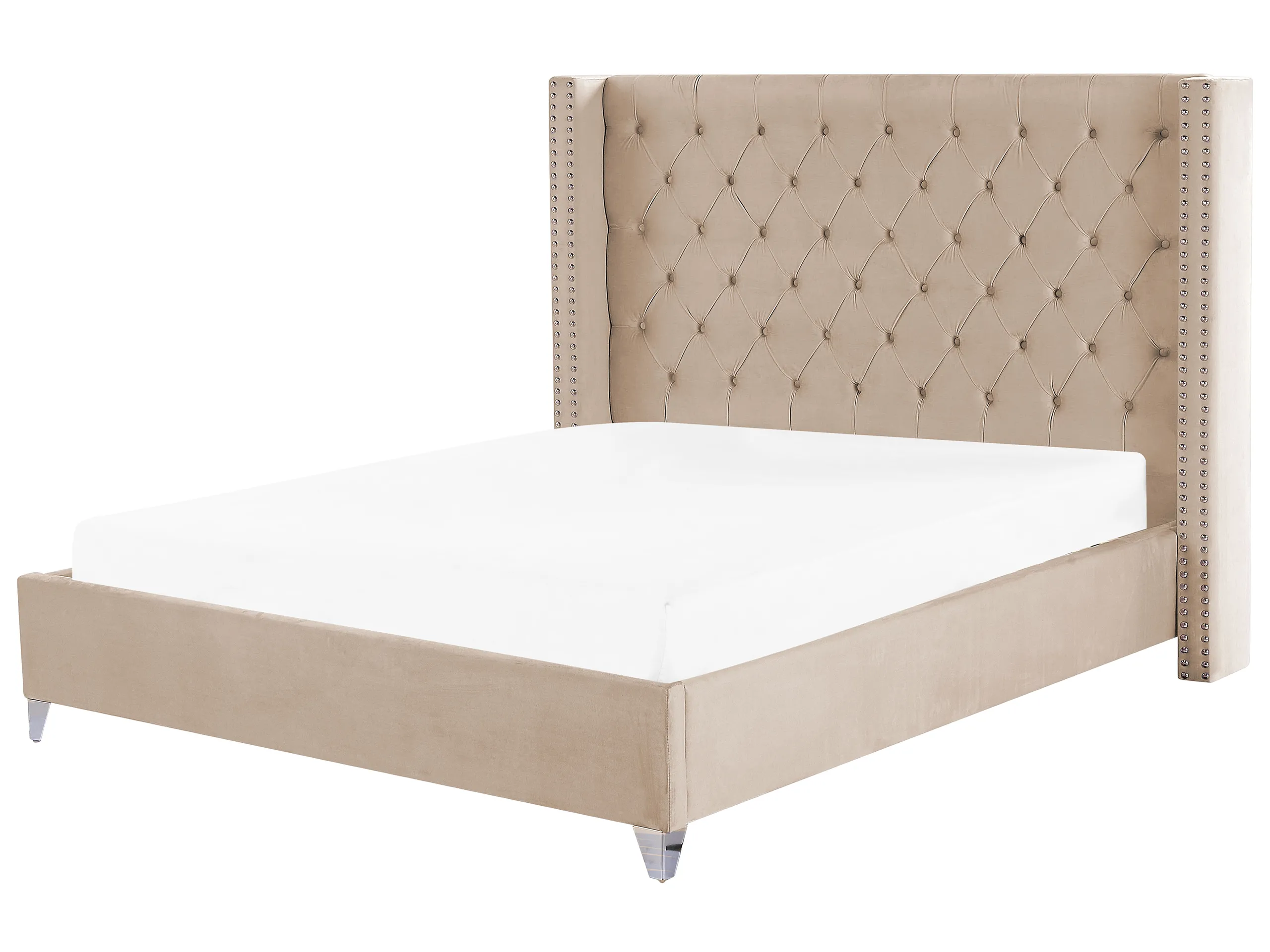 Cama Terciopelo LUBBON 180 x 200 cm Beige